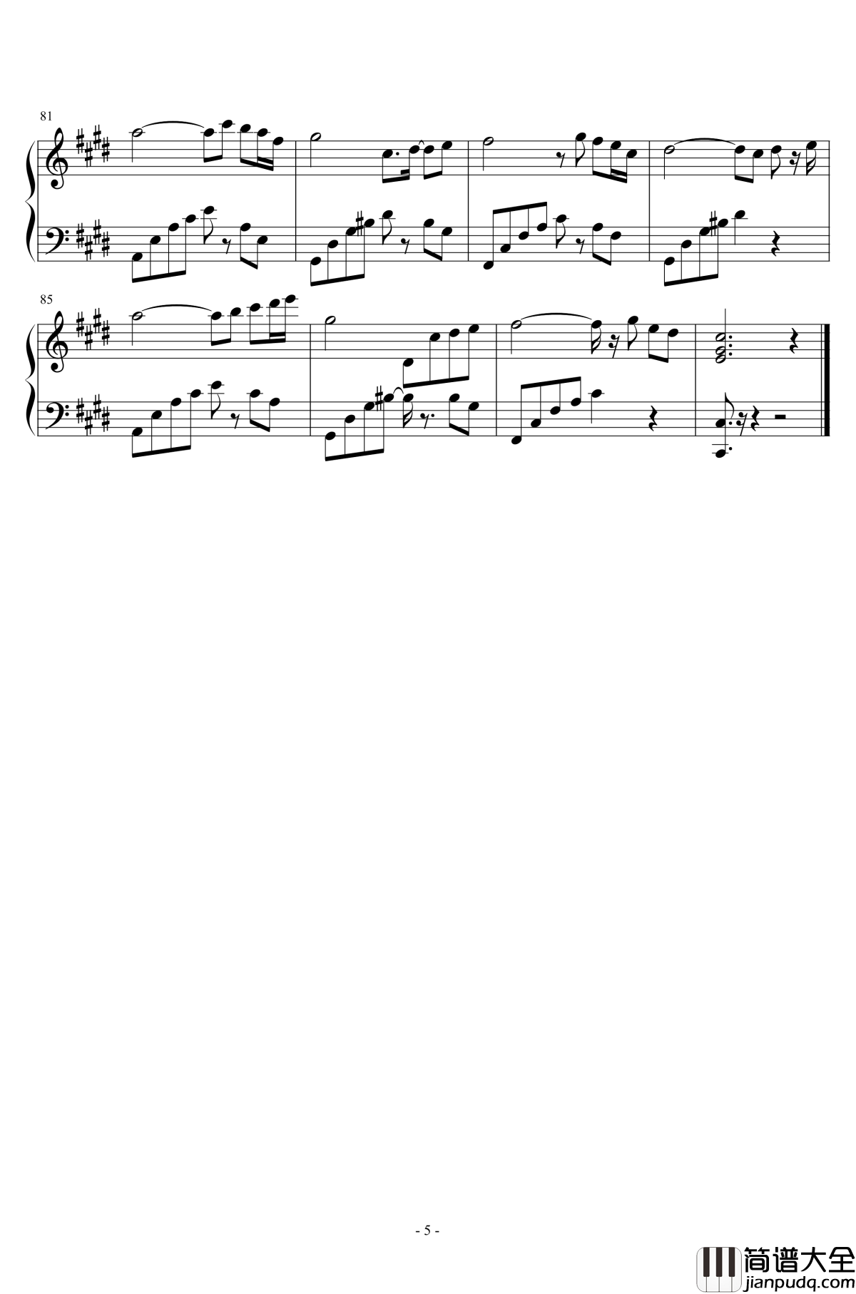 天各一方钢琴谱_吴振兴