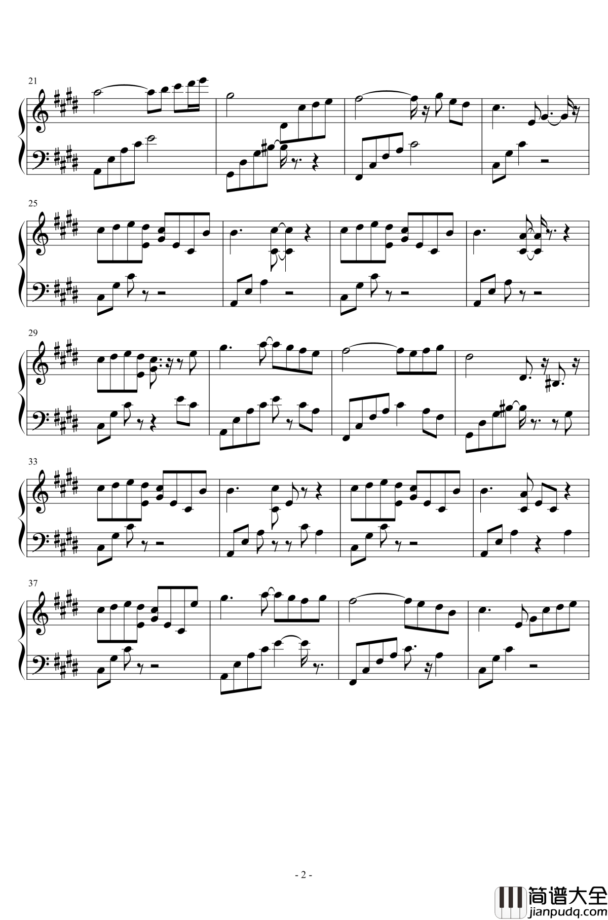 天各一方钢琴谱_吴振兴