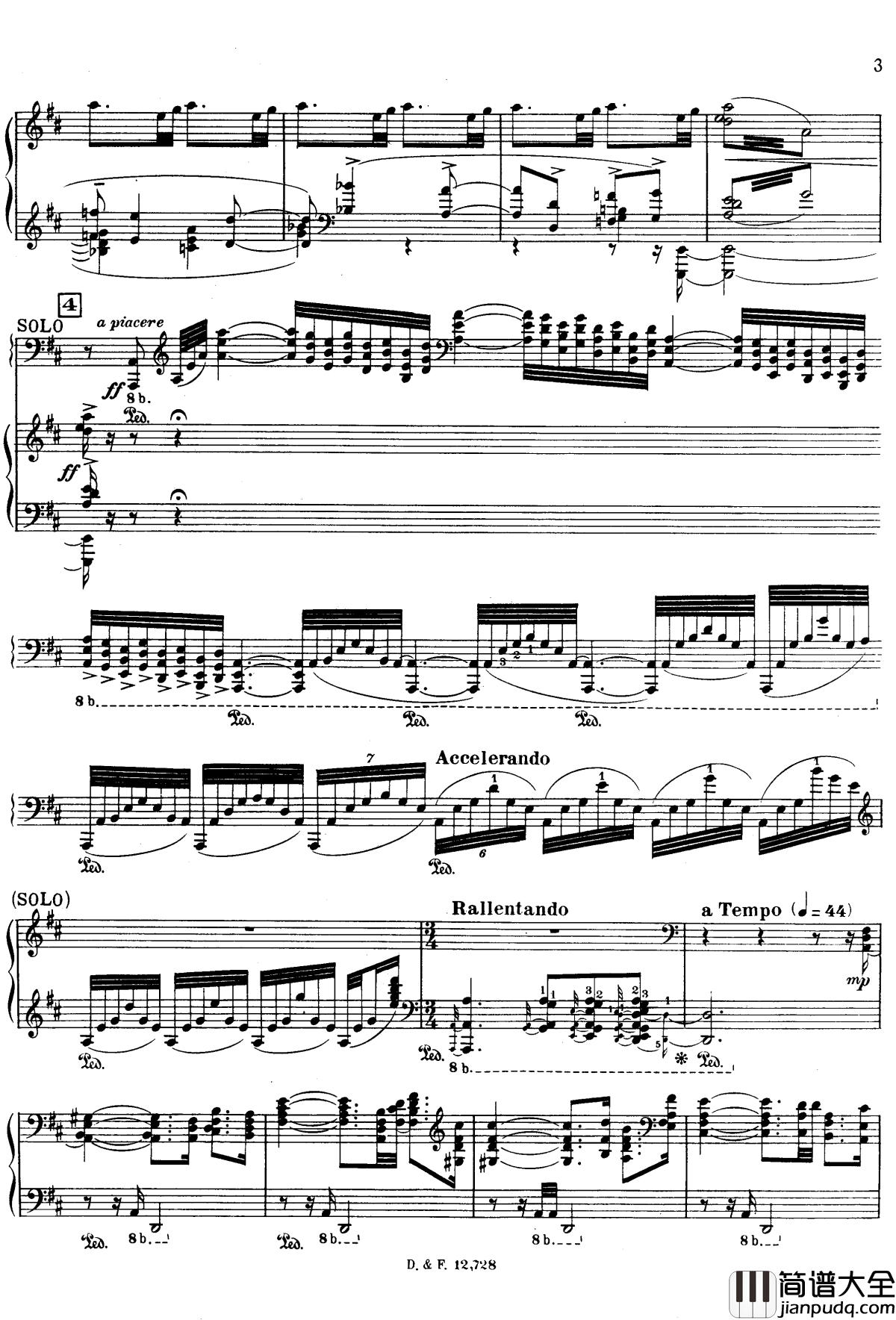 左手钢琴协奏曲钢琴谱_拉威尔_Ravel