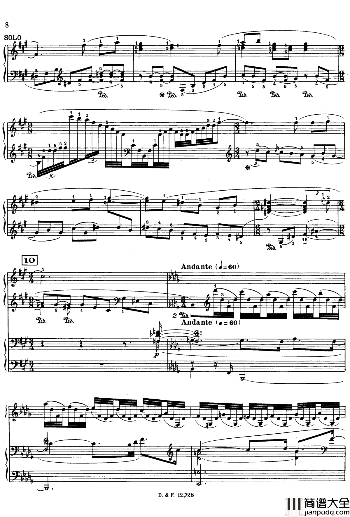 左手钢琴协奏曲钢琴谱_拉威尔_Ravel