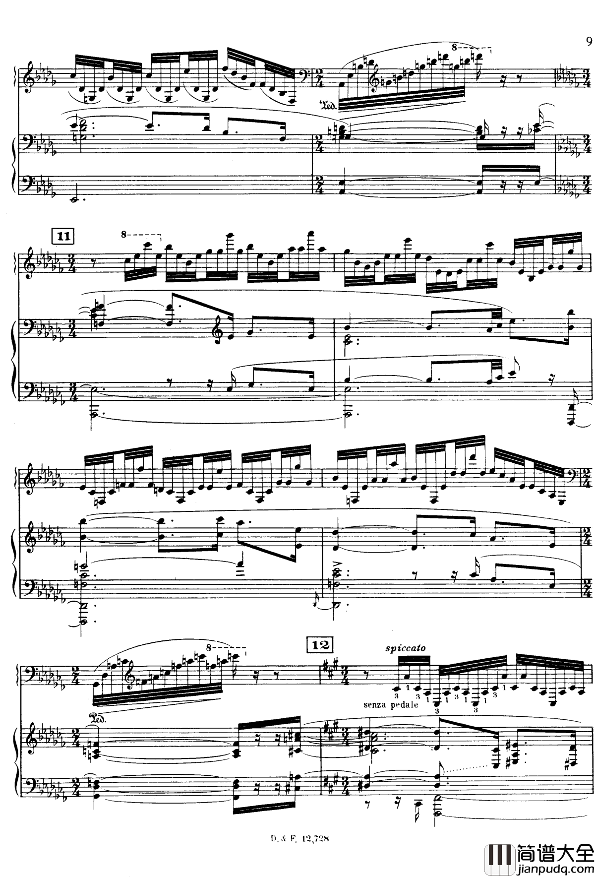 左手钢琴协奏曲钢琴谱_拉威尔_Ravel