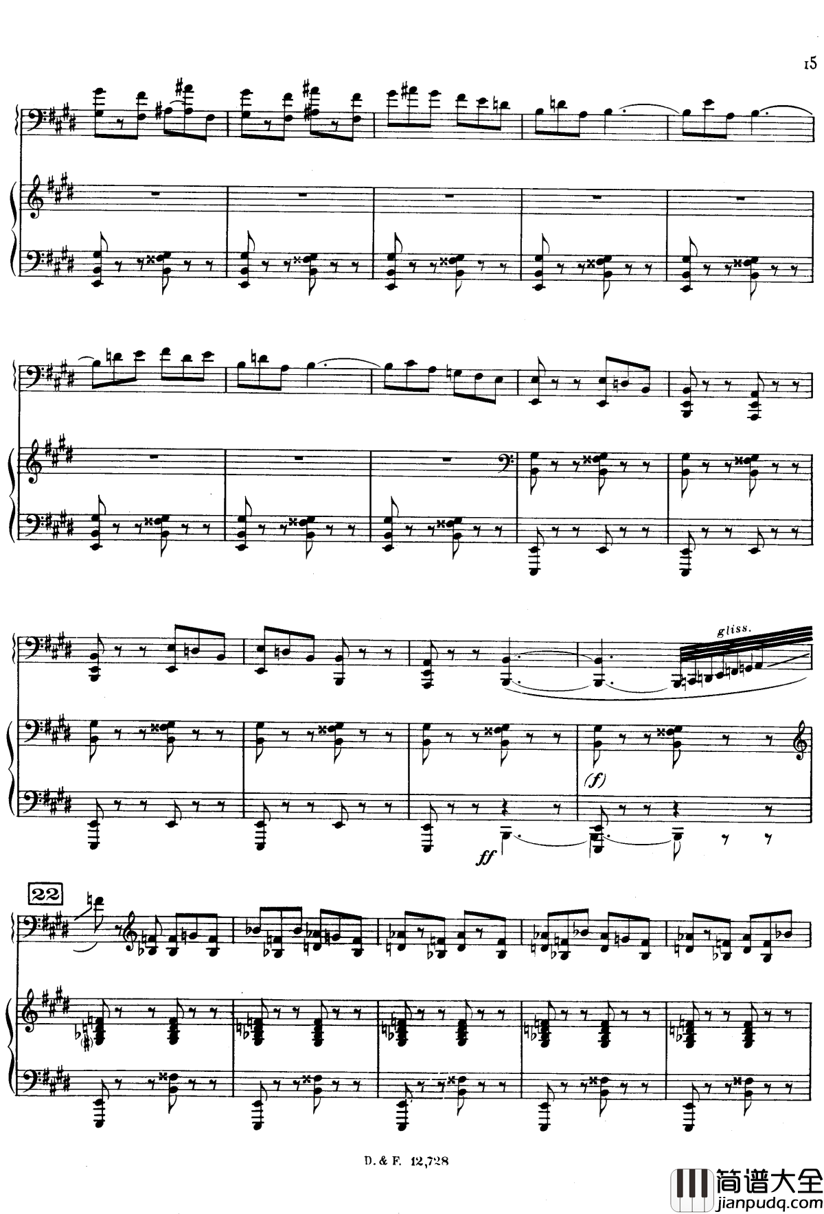 左手钢琴协奏曲钢琴谱_拉威尔_Ravel