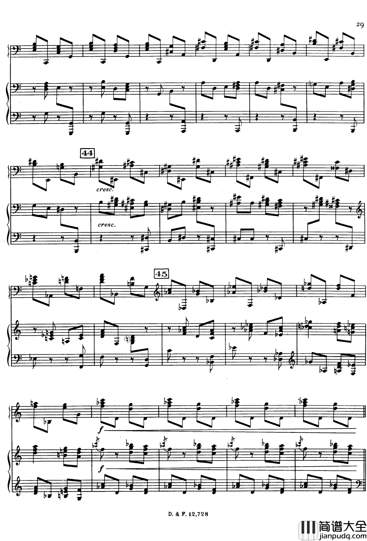 左手钢琴协奏曲钢琴谱_拉威尔_Ravel