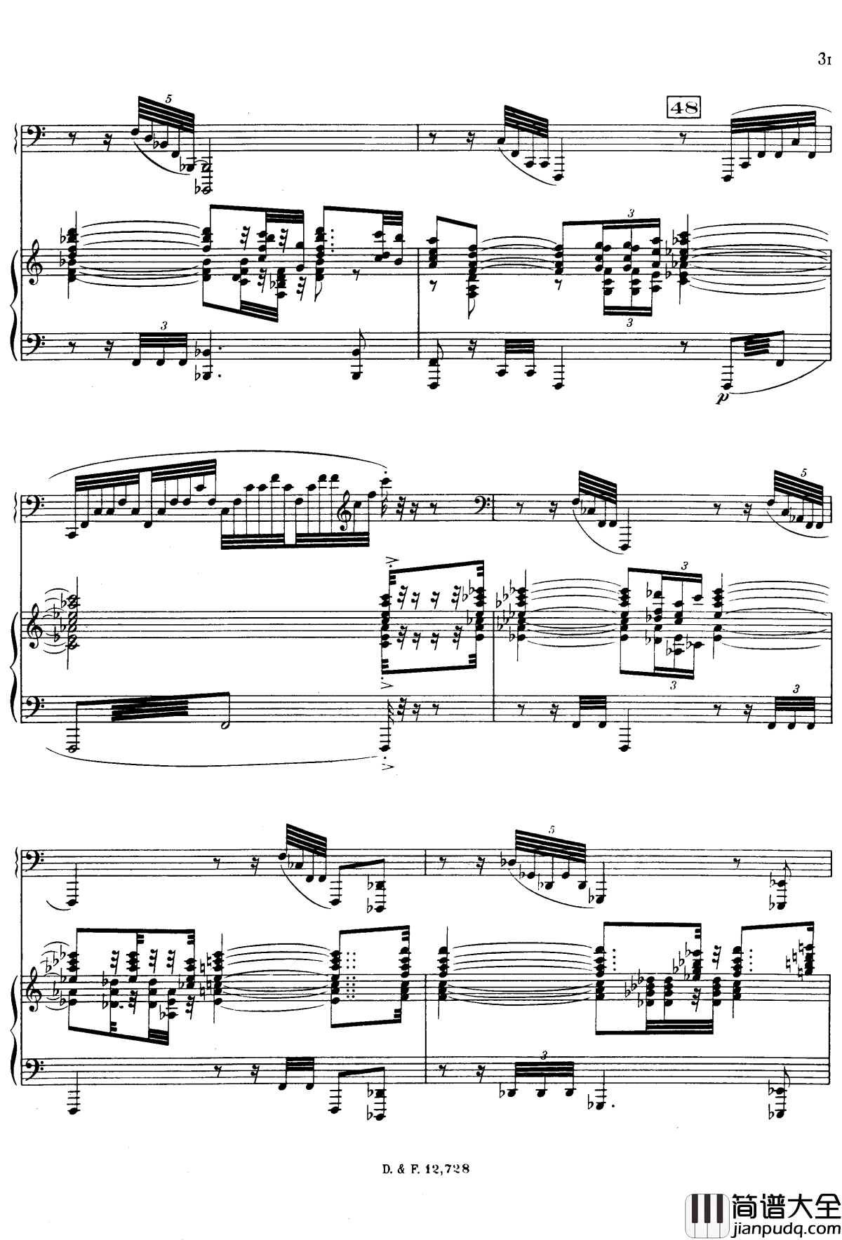 左手钢琴协奏曲钢琴谱_拉威尔_Ravel