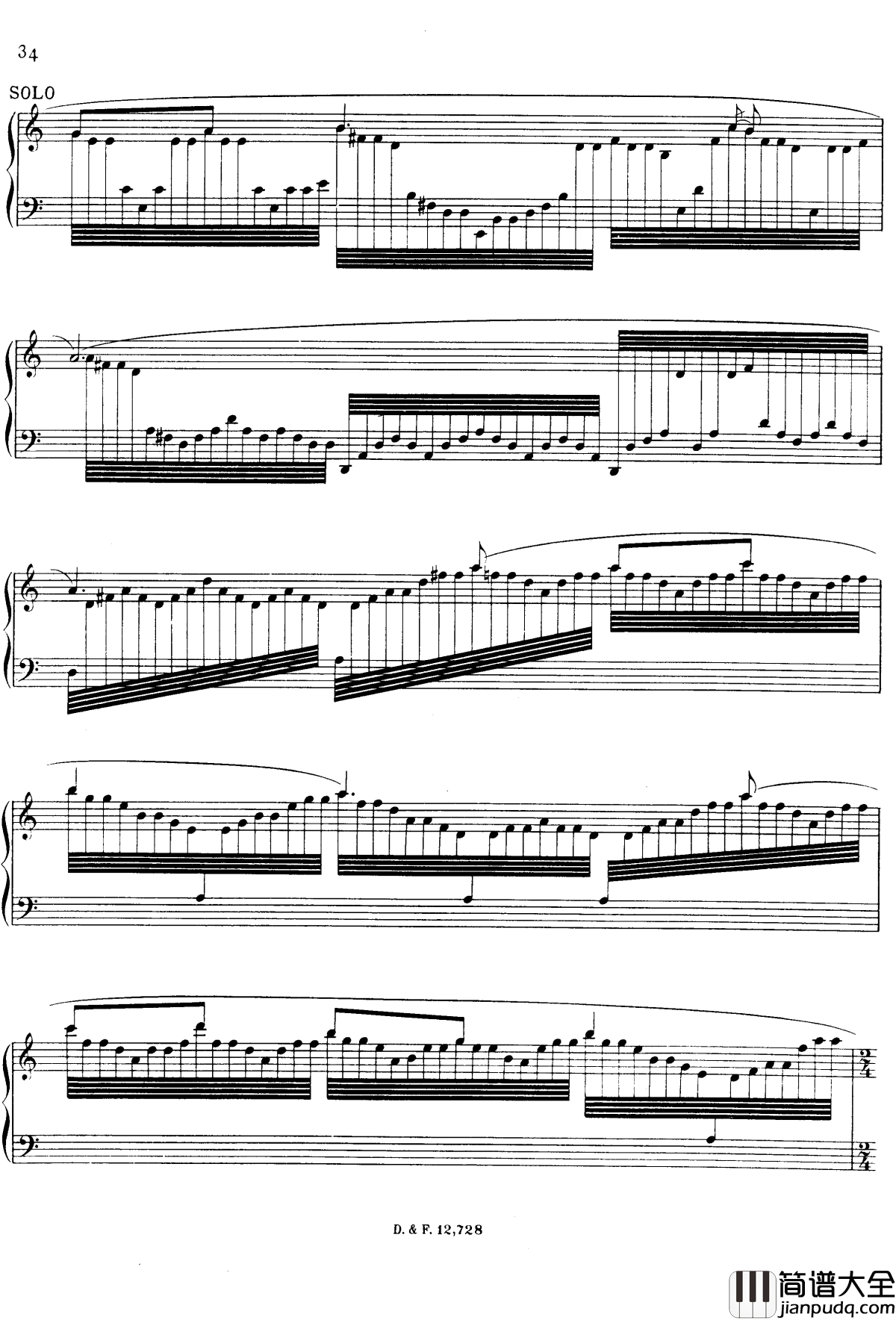 左手钢琴协奏曲钢琴谱_拉威尔_Ravel