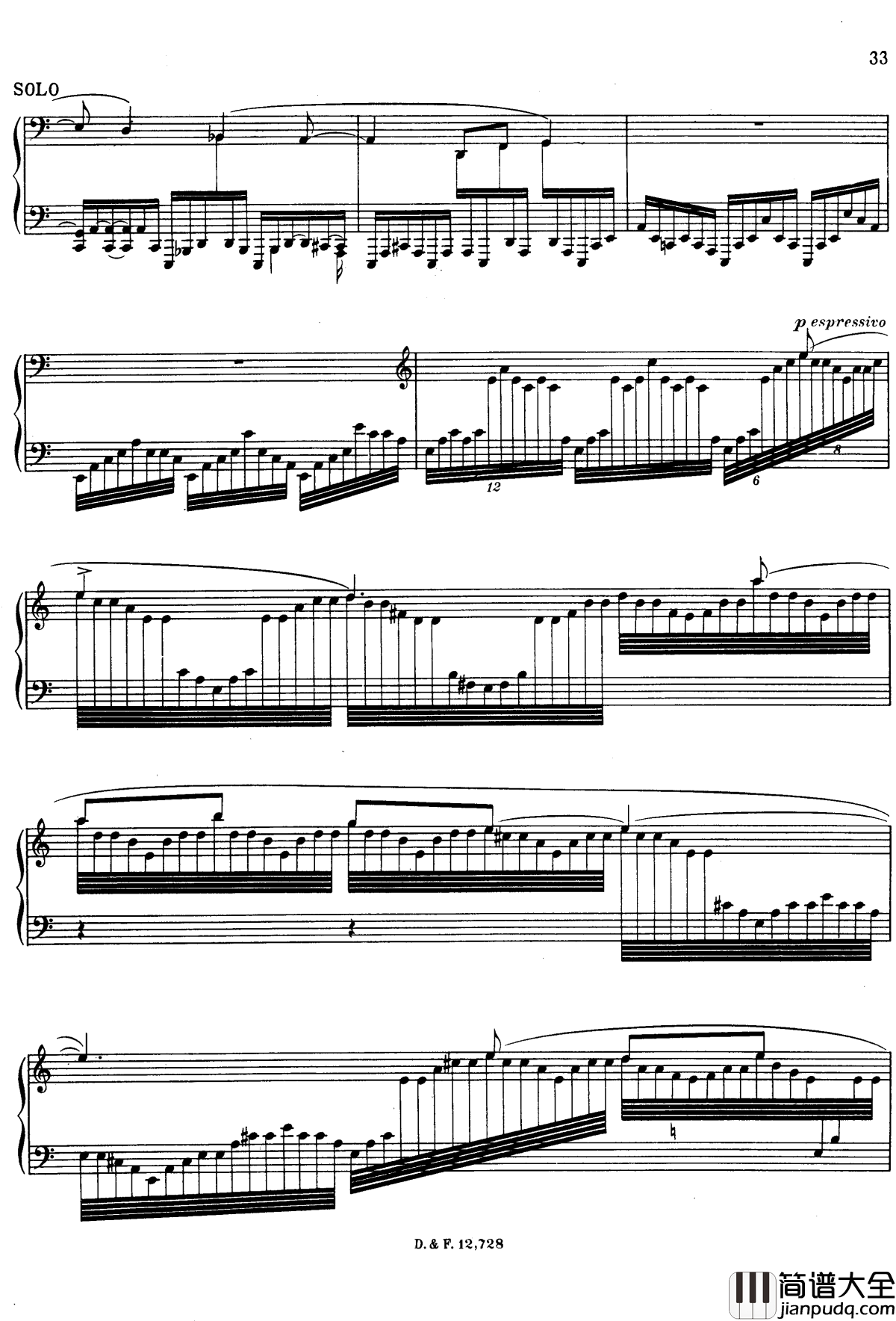 左手钢琴协奏曲钢琴谱_拉威尔_Ravel