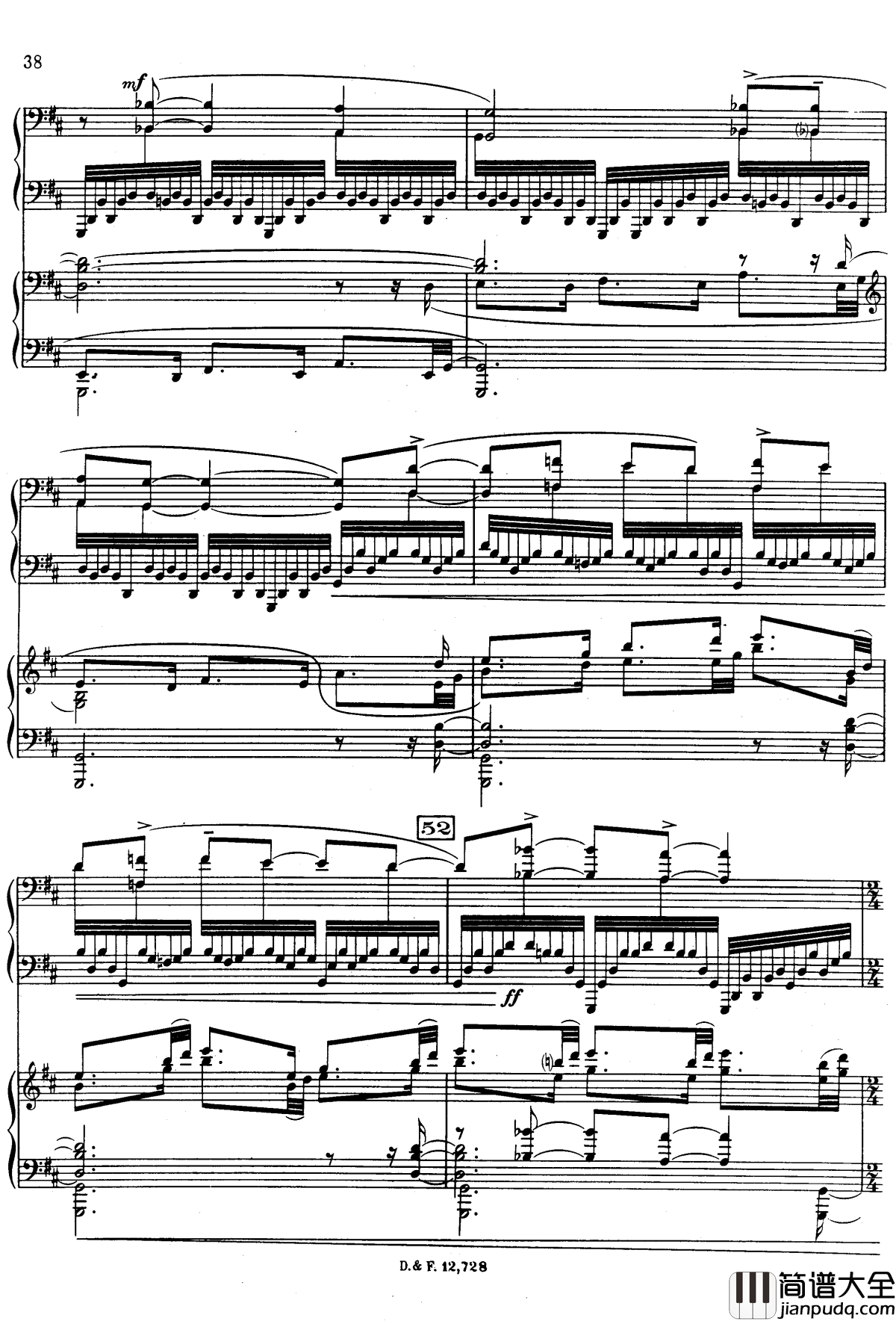 左手钢琴协奏曲钢琴谱_拉威尔_Ravel