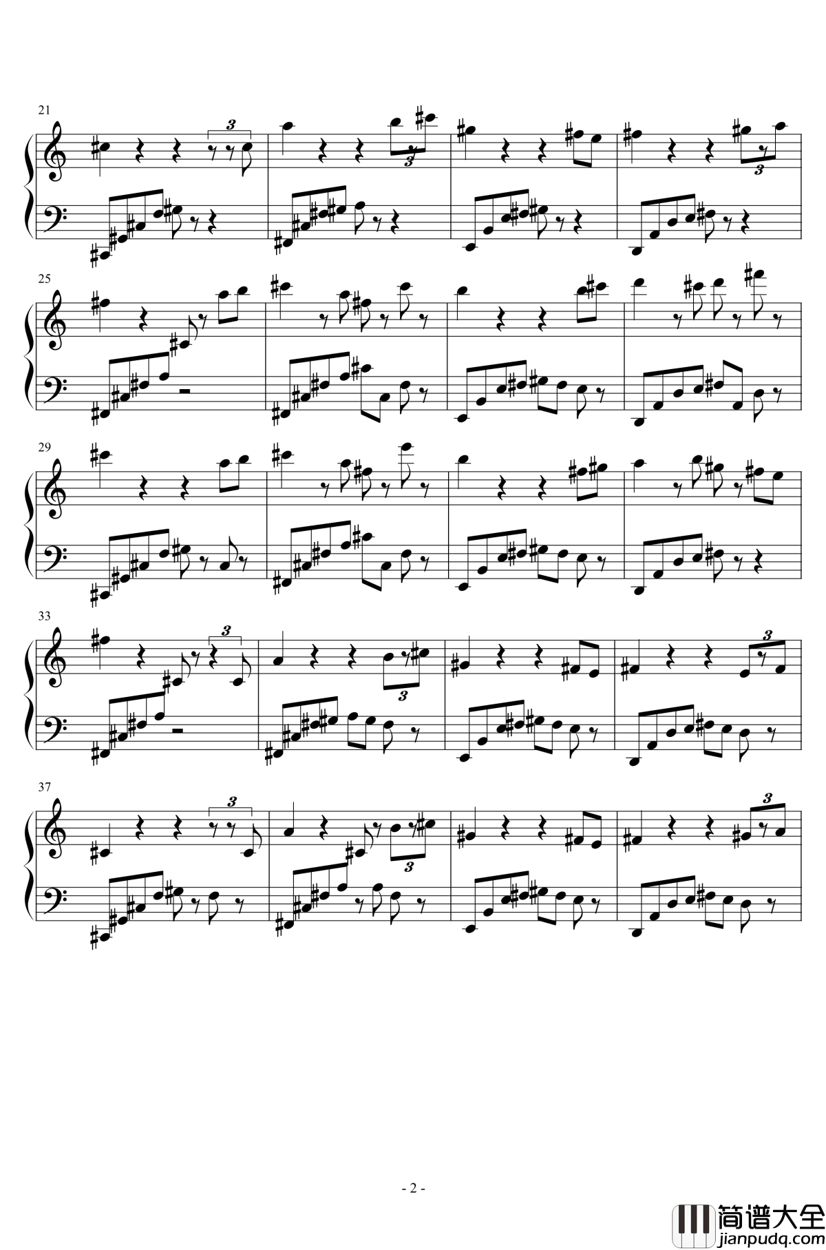 思念钢琴谱_吴振兴