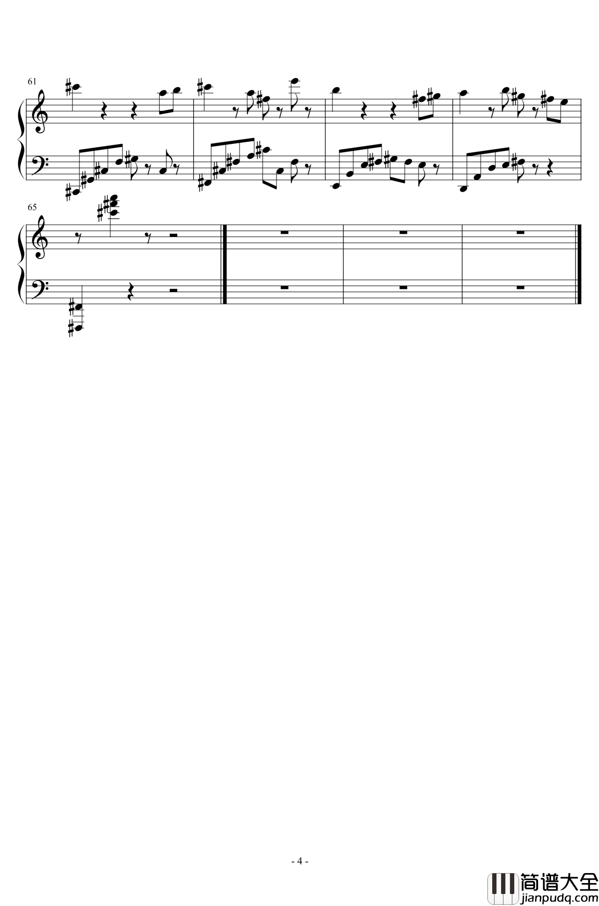 思念钢琴谱_吴振兴