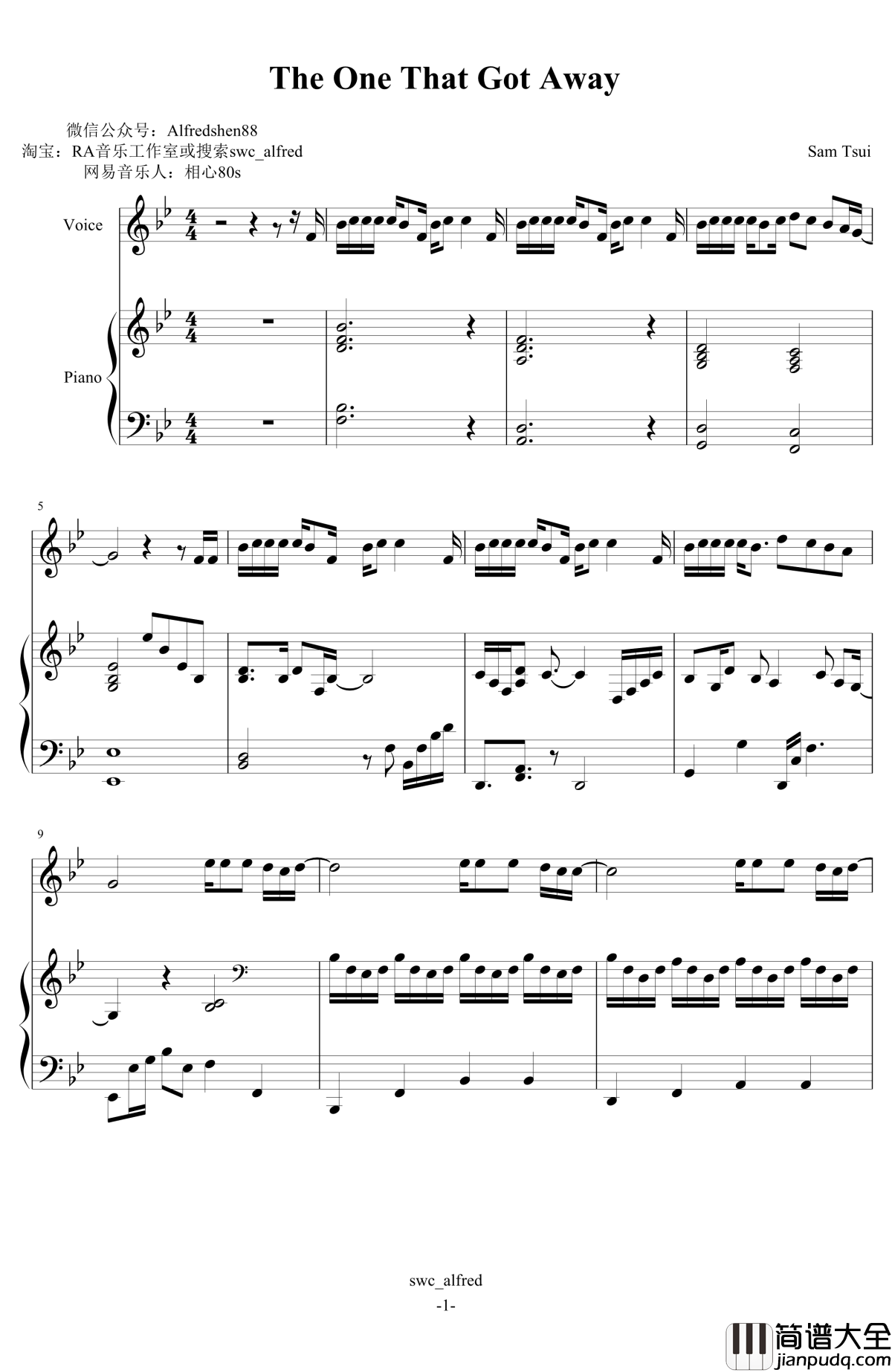 The_One_That_Got_Away钢琴谱_伴奏_Katy_Perry