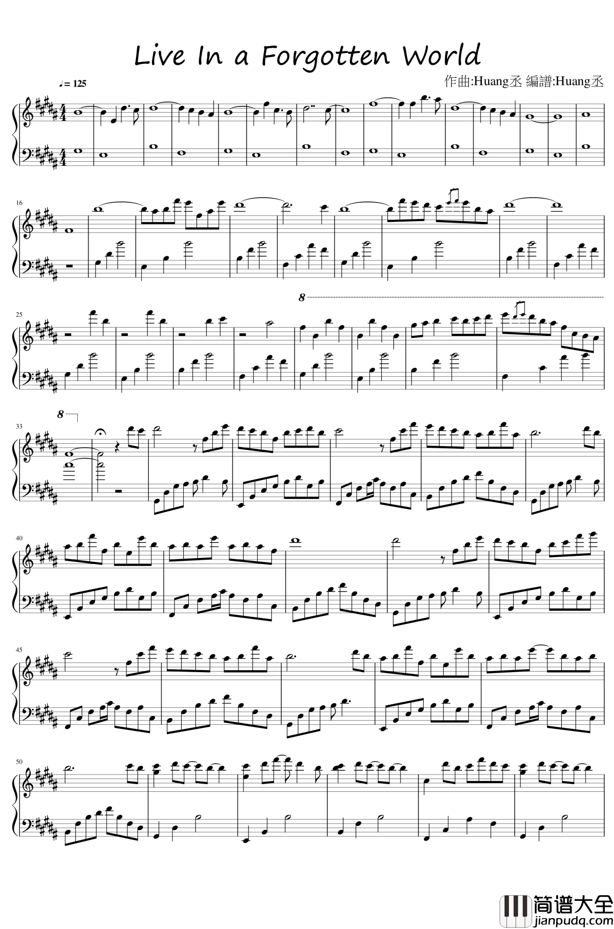 Live_in_a_forgotten_world钢琴谱_黃鈺丞