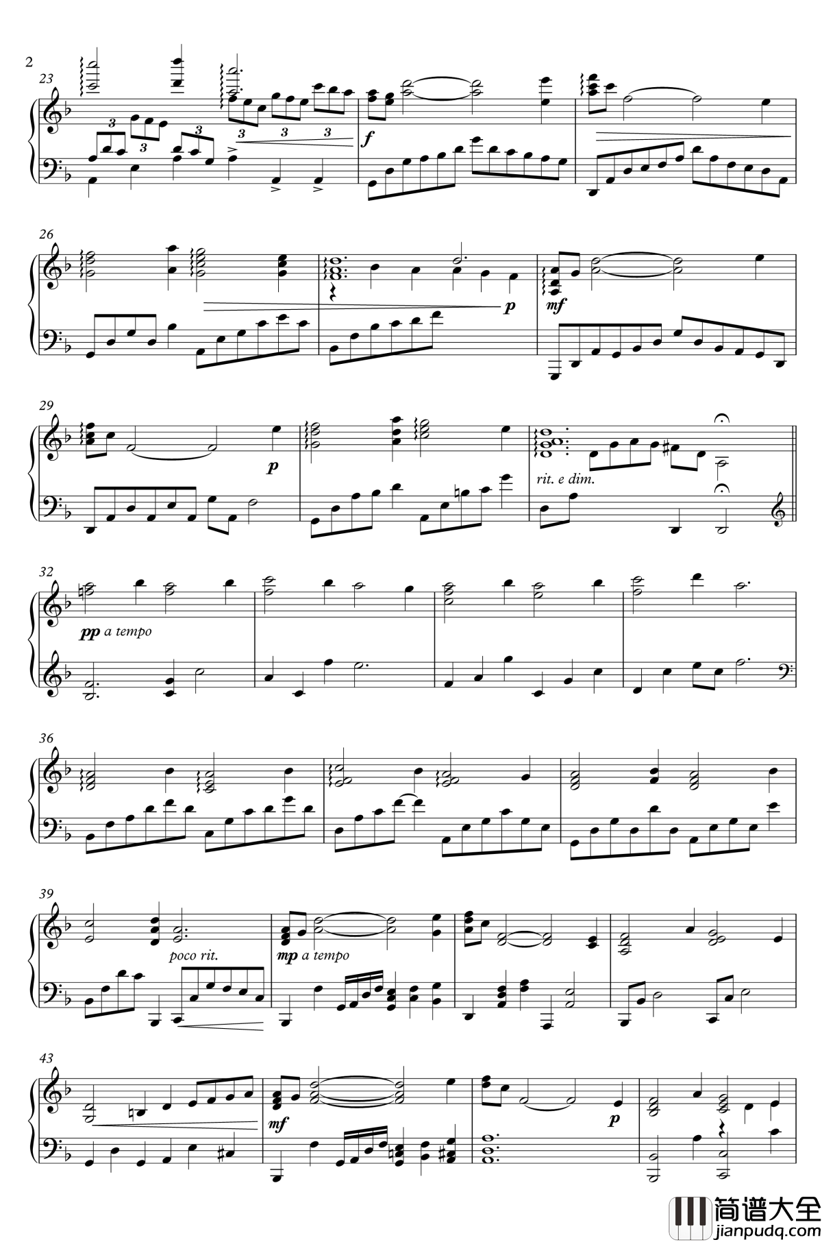 彩られし夜空_钢琴谱_～高地ドラヴァニア：夜～_FF14_最终幻想