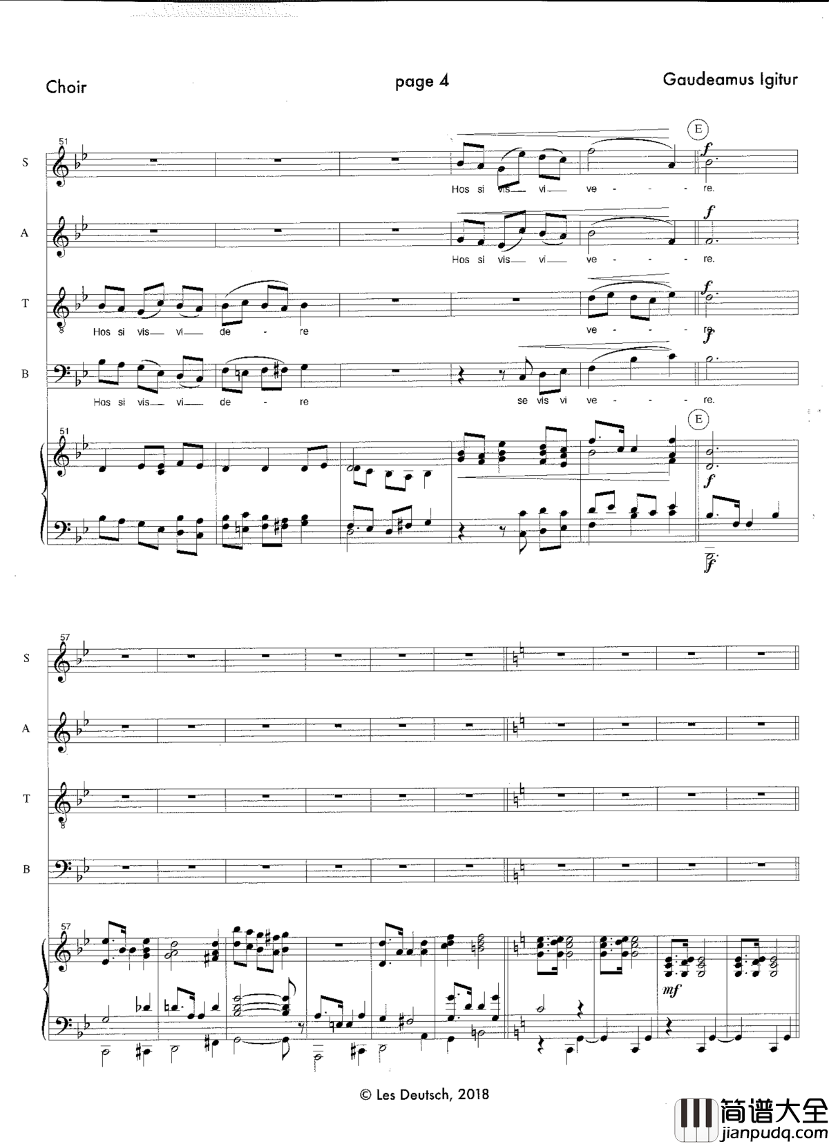 Gaudeamus_Igitur钢琴谱_Les_Deutsch