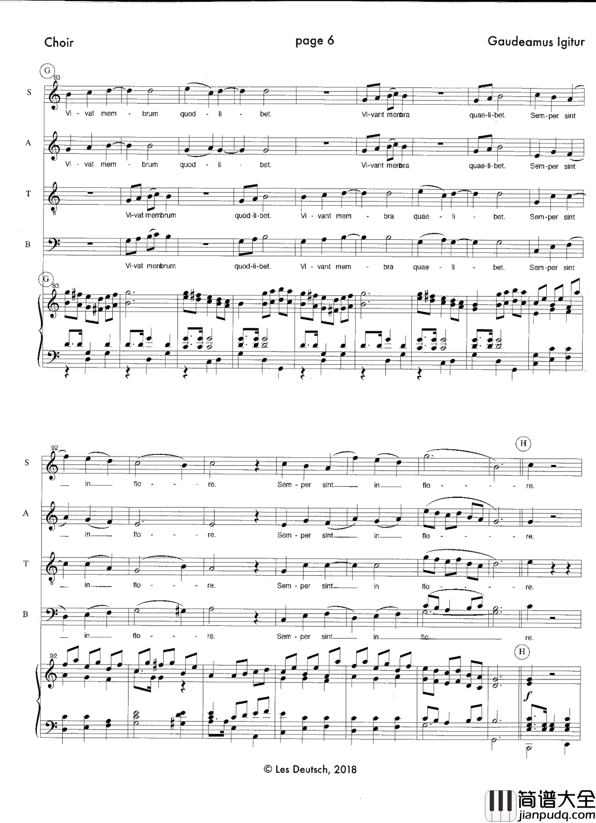 Gaudeamus_Igitur钢琴谱_Les_Deutsch