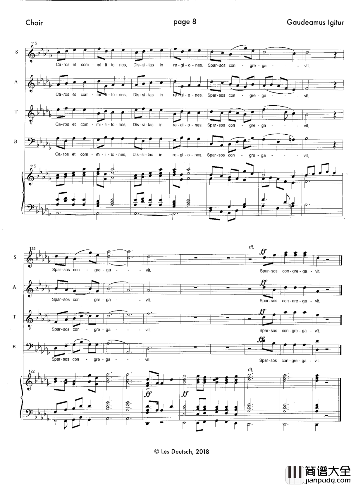 Gaudeamus_Igitur钢琴谱_Les_Deutsch