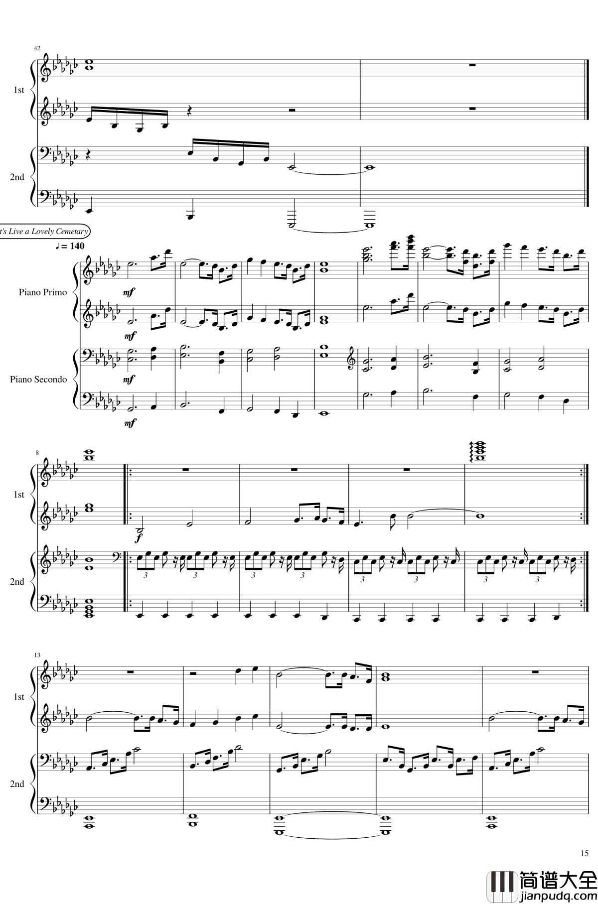 神灵庙全曲钢琴谱_东方project