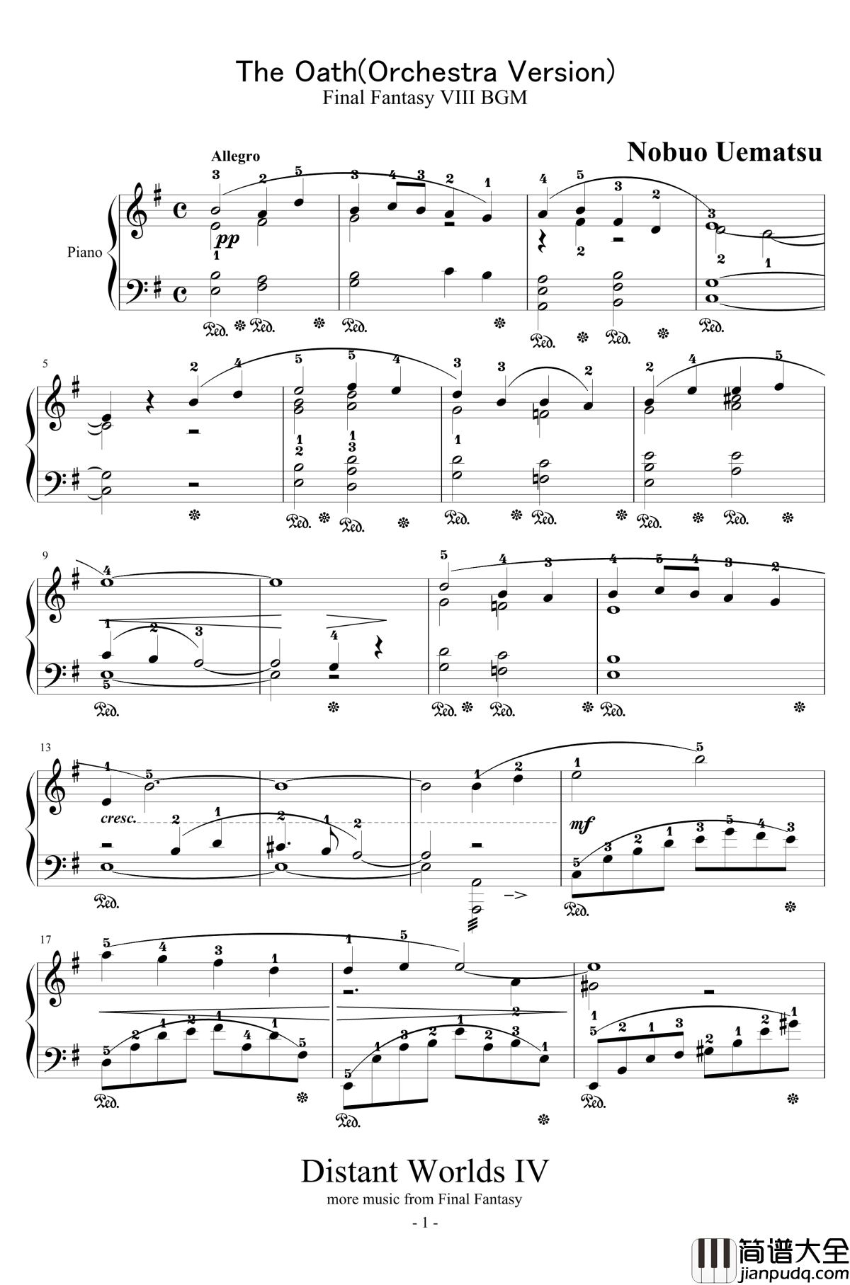 The_Oath钢琴谱_交响乐版_植松伸夫