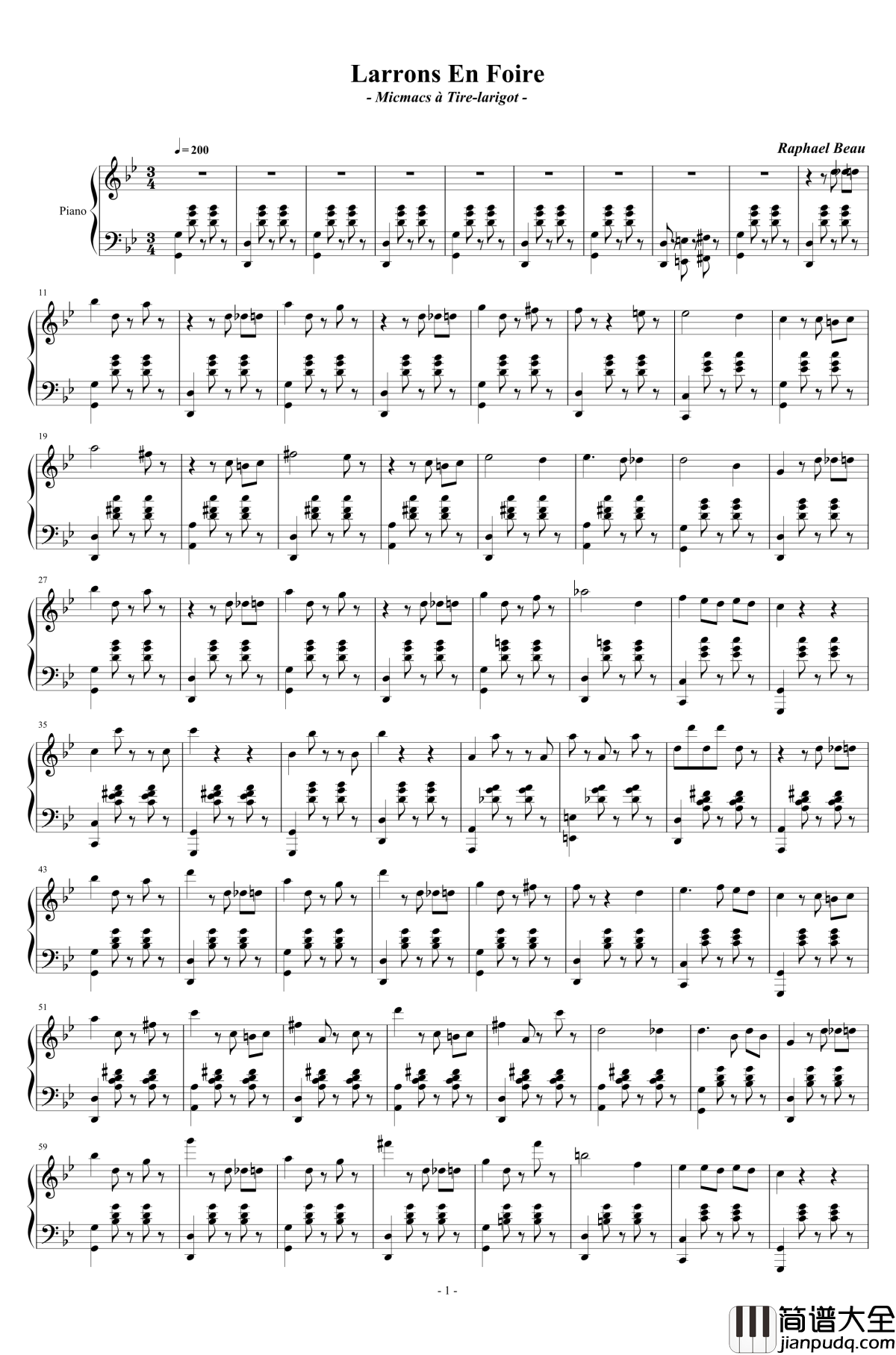 Larrons_En_Foire钢琴谱_尽情游戏