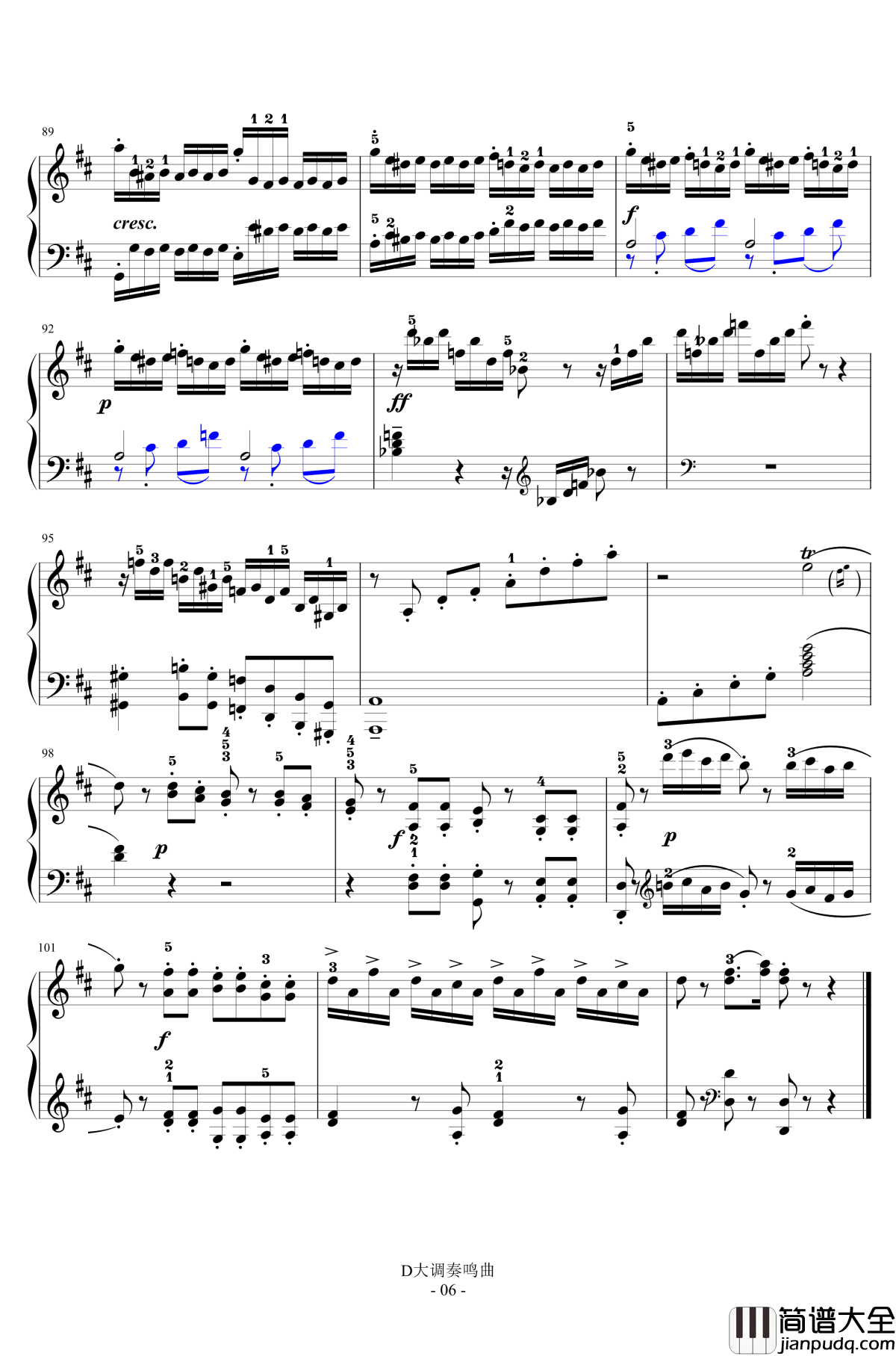 D大调奏鸣曲第一乐章钢琴谱_海顿