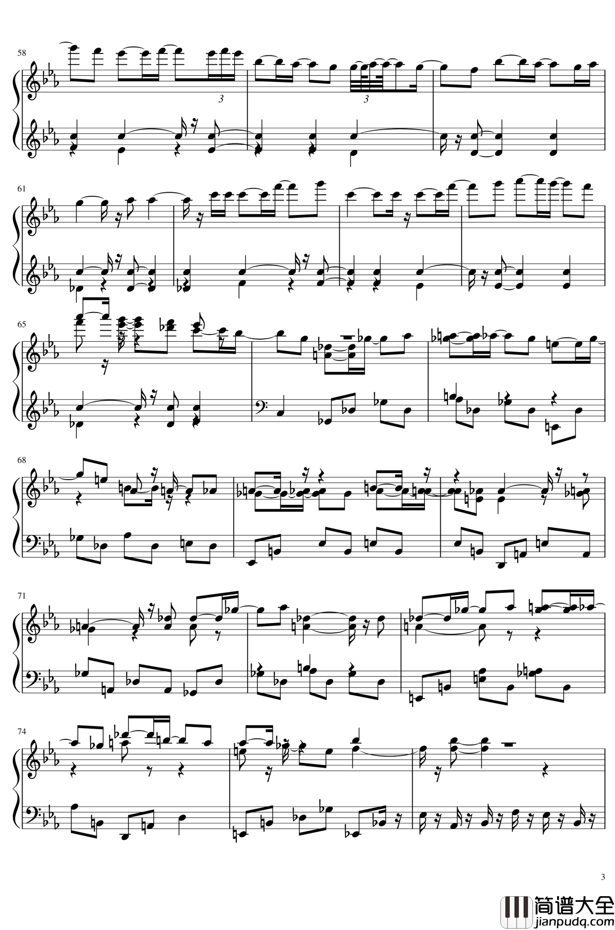 永夜变奏曲钢琴谱_东方project