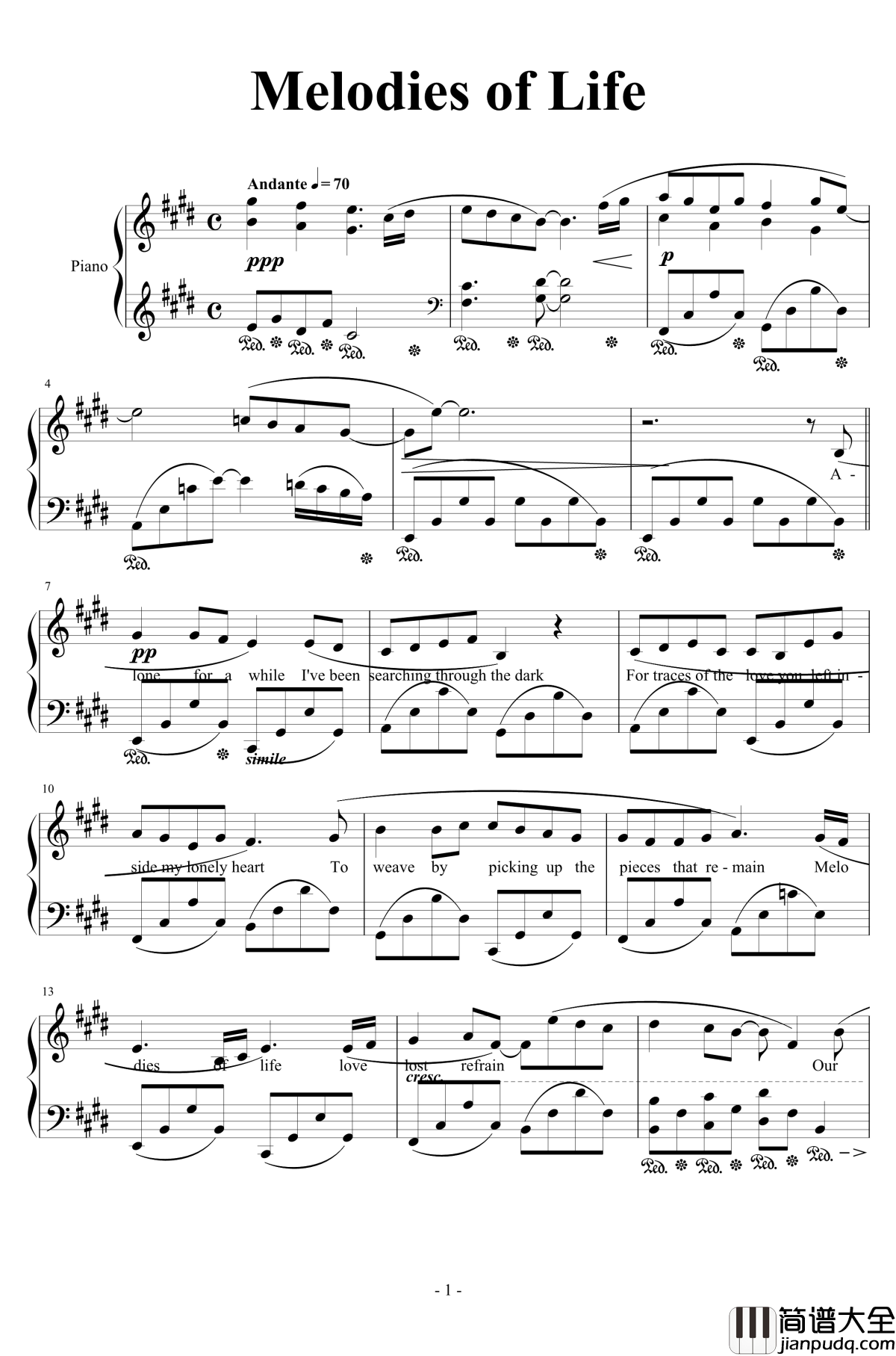 Melodies_of_Life钢琴谱_植松伸夫