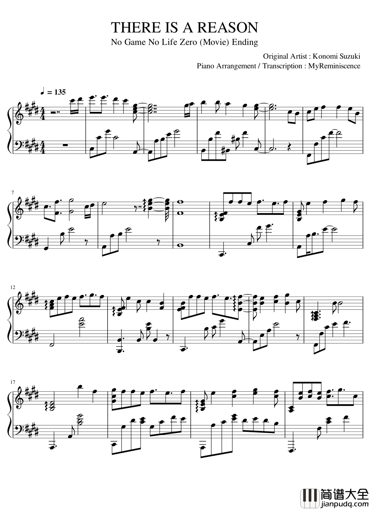 There_is_a_reason钢琴谱_nogamenolife