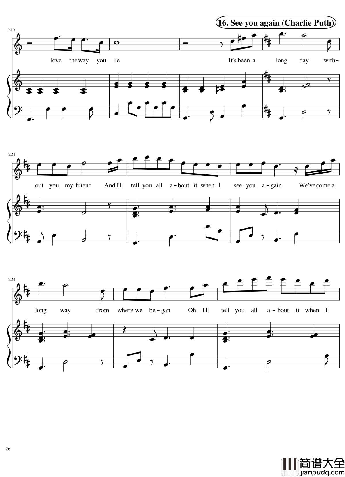 歌曲串烧女生版弹唱谱钢琴谱_华晨宇_演唱会