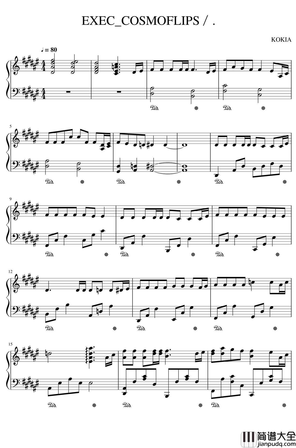EXEC_COSMOFLIPS／.钢琴谱_KOKIA