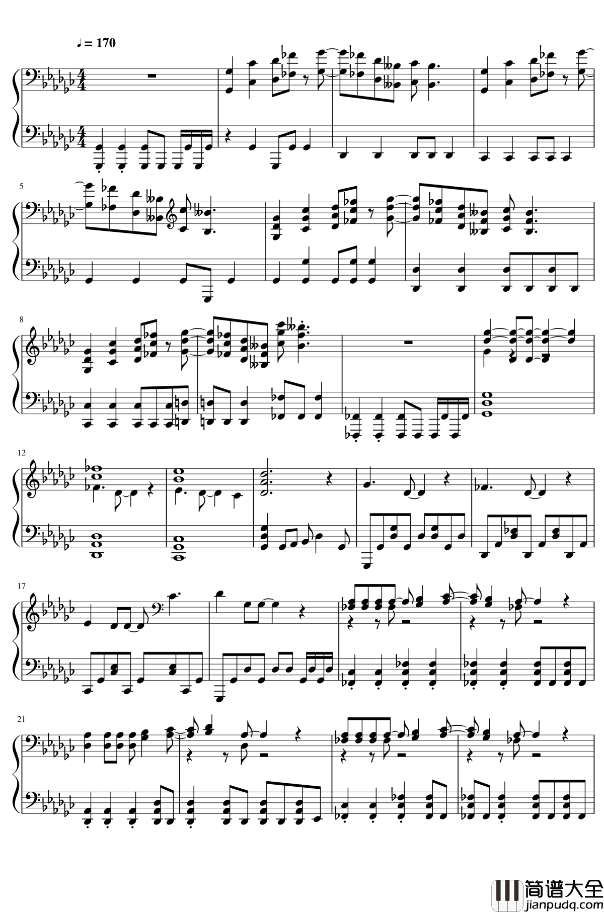 Great_Days钢琴谱_JOJO的奇妙冒险