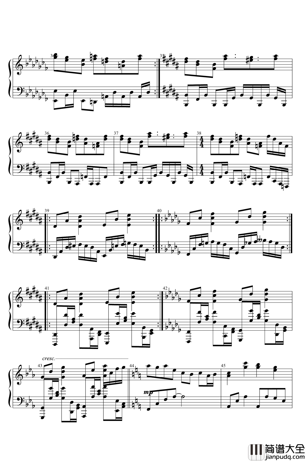 哈德曼的妖怪少女钢琴谱_东方地灵殿_东方project