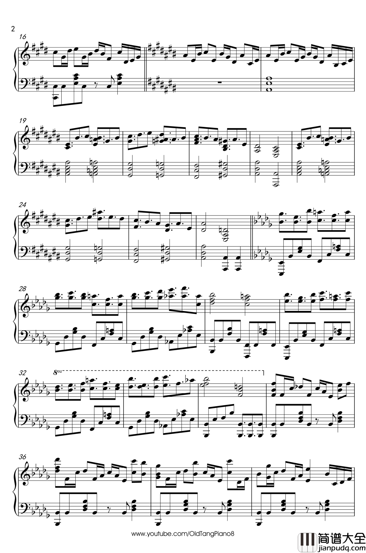 妖怪山间无色风钢琴谱_东方天空璋_东方project