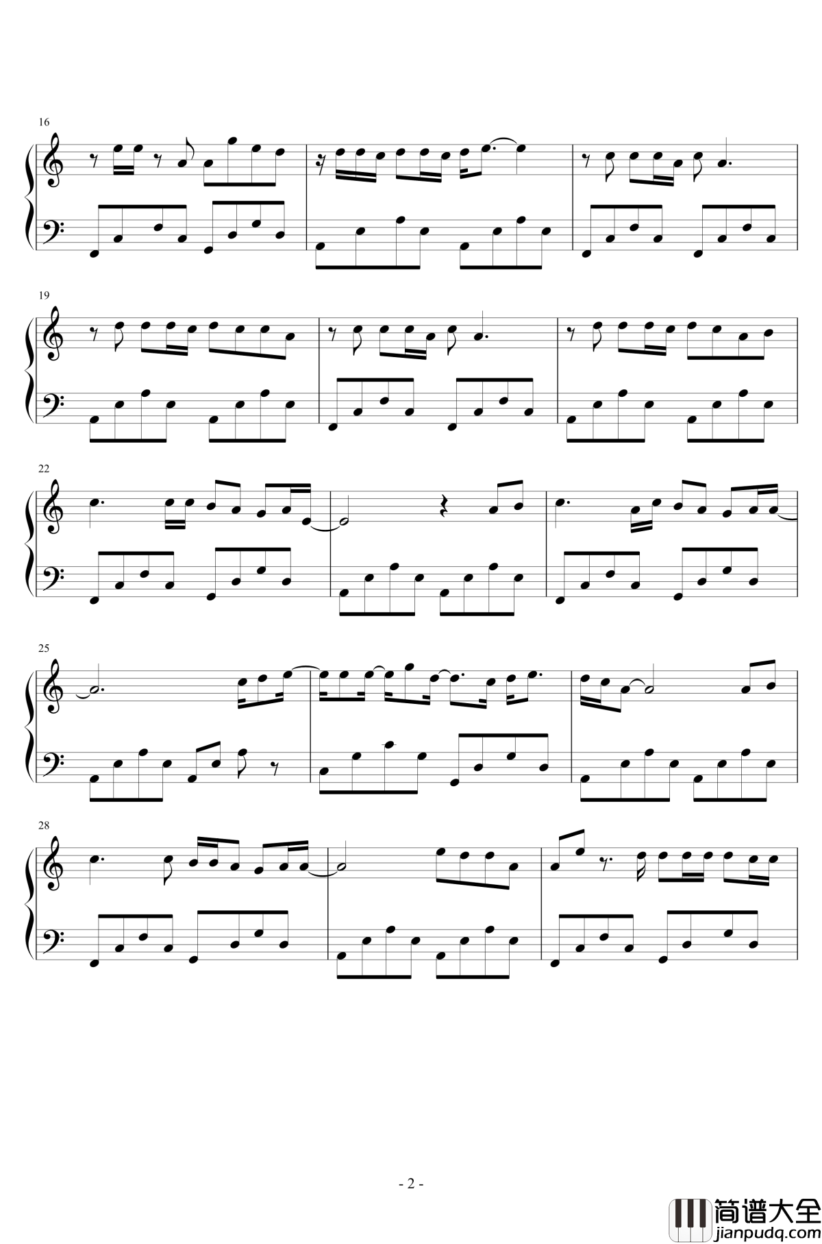 That_girl钢琴谱_Olly_Murs_简单好听版