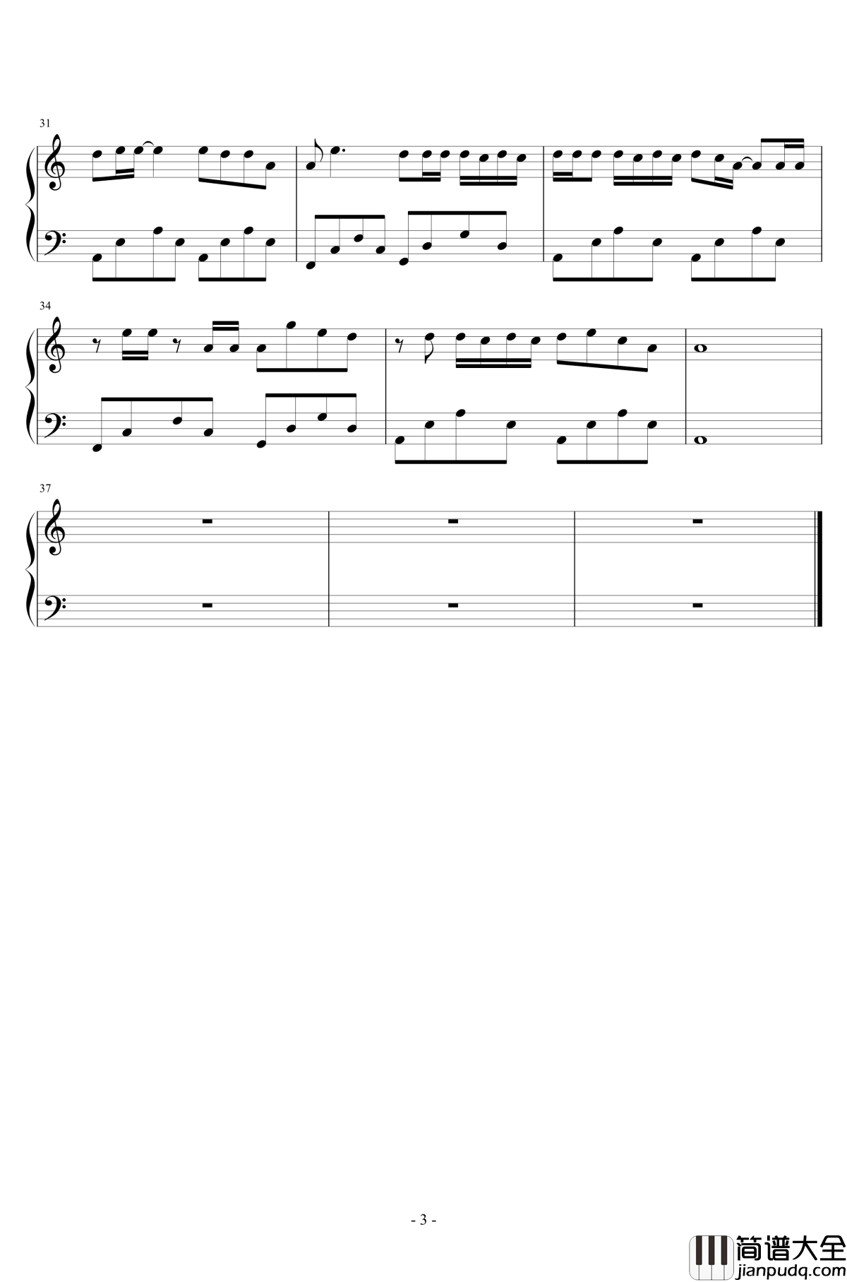 That_girl钢琴谱_Olly_Murs_简单好听版