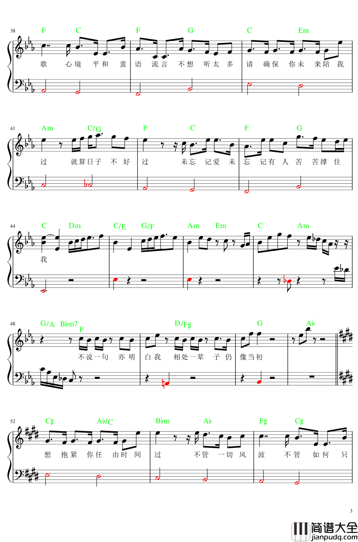 男人背后钢琴谱_首发_周柏豪