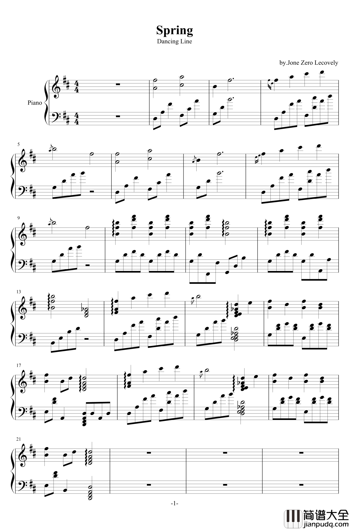 春天The_Spring钢琴谱_跳舞的线Dancing_Line