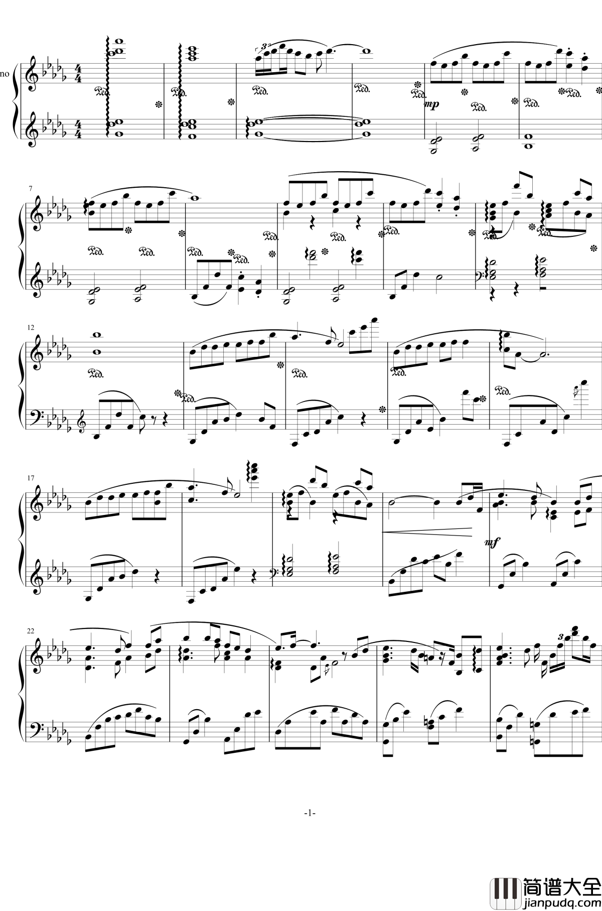 大鱼海棠印象曲钢琴谱