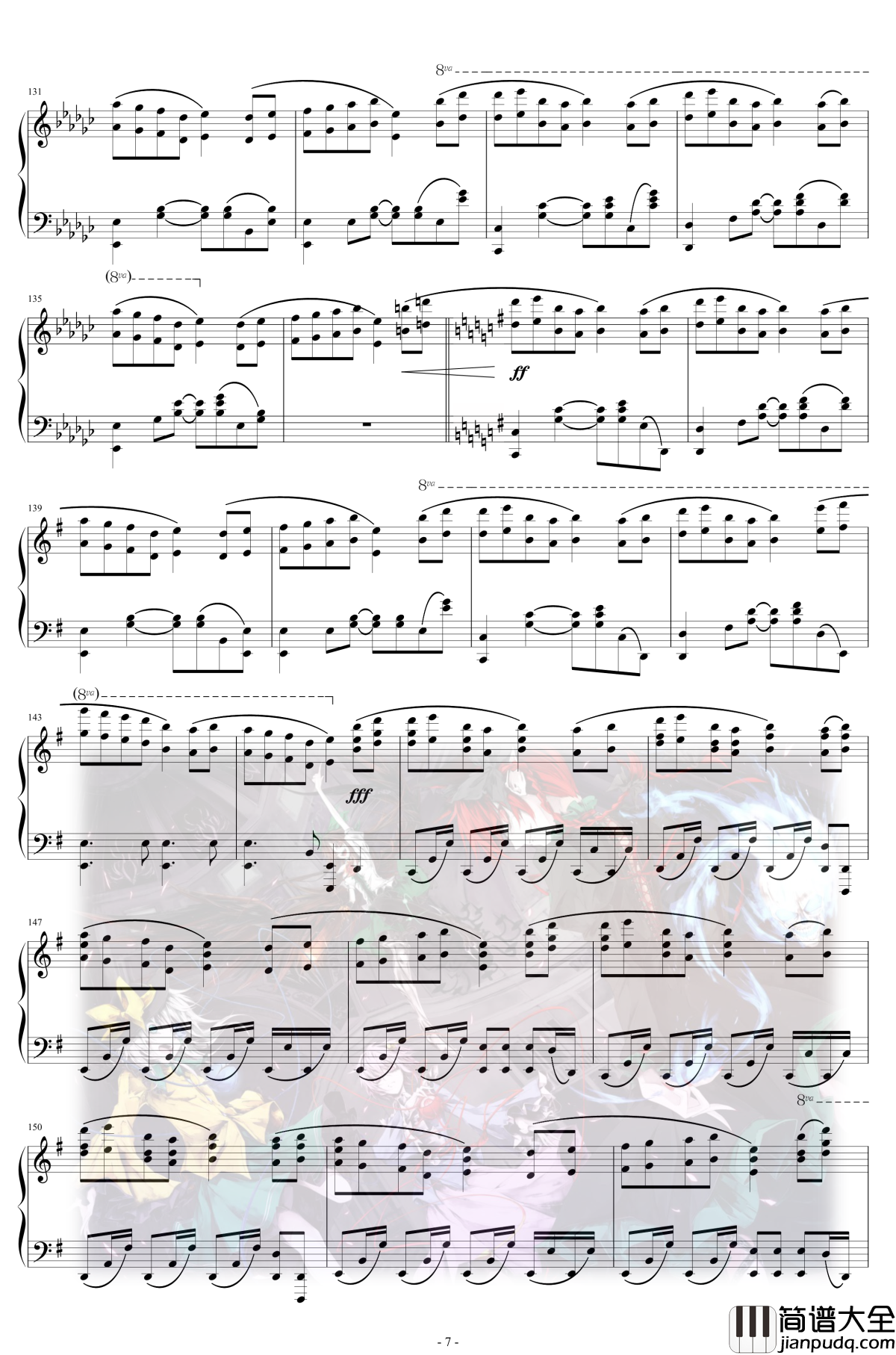 Bad_Apple!!钢琴谱_完整版5分18秒_东方project