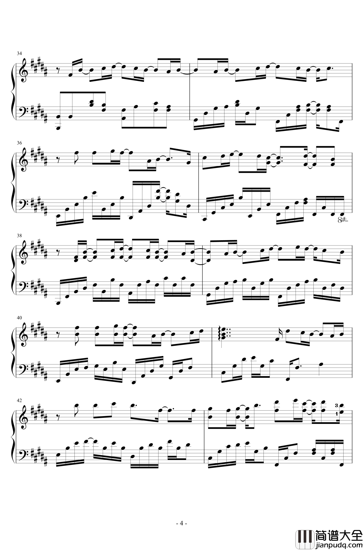 翅膀钢琴谱_林俊杰