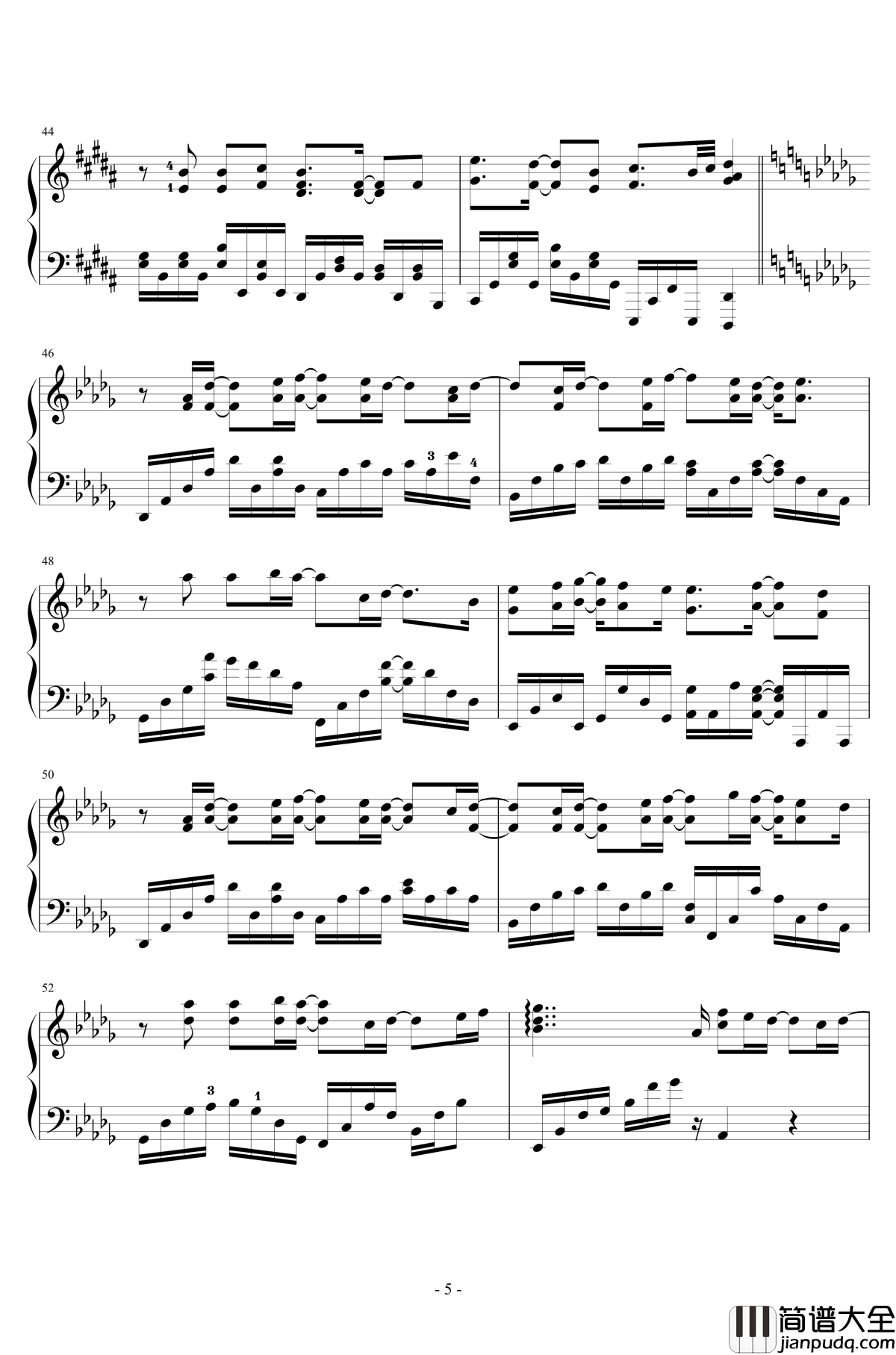 翅膀钢琴谱_林俊杰