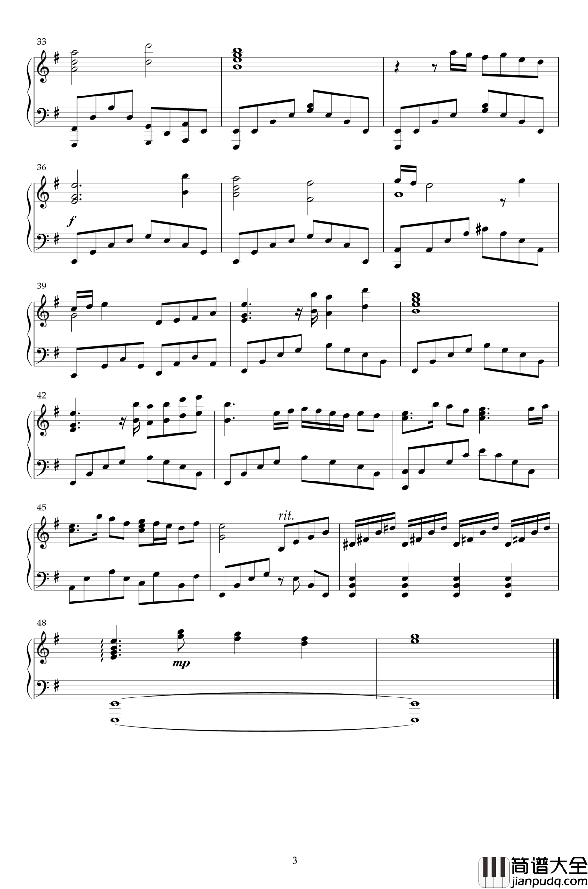 巫师3_:狂猎主题曲钢琴谱_巫师3