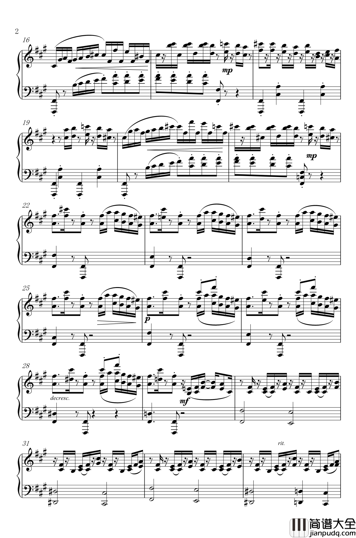 咲夜に捧げるノクターン钢琴谱_东方曲再编_东方project