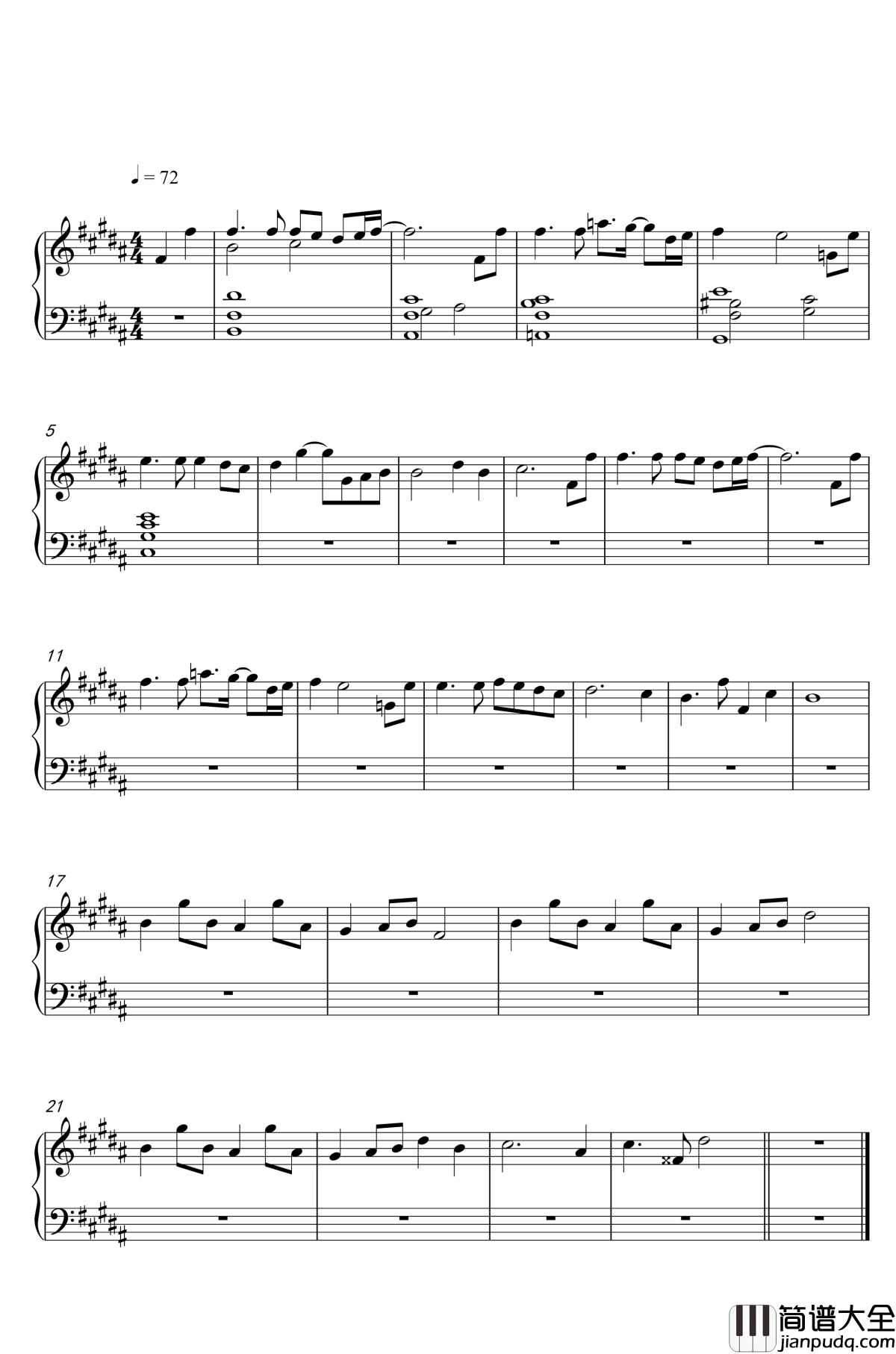 溯回钢琴谱_榕剑