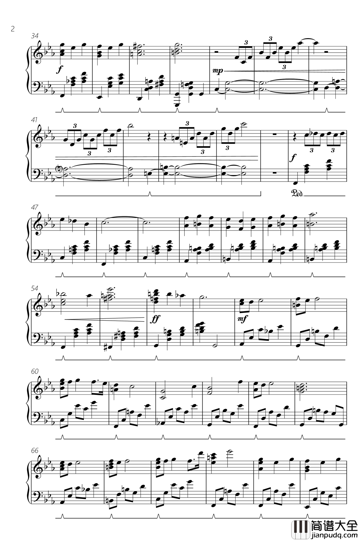 艾达主题钢琴谱_FF14_死者宫殿50层BGM_最终幻想