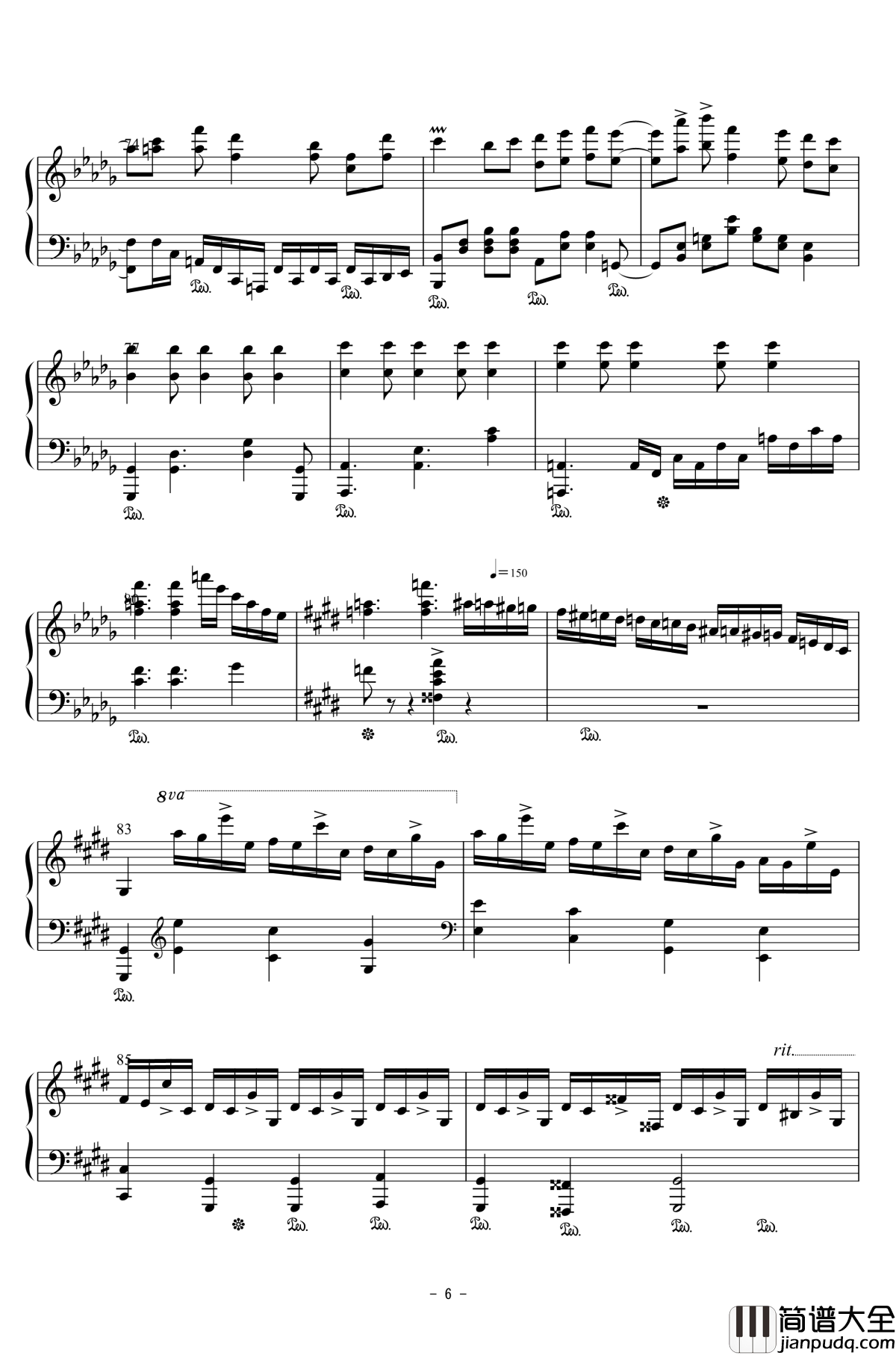 幽樱幻想曲钢琴谱_东方再编曲_东方project