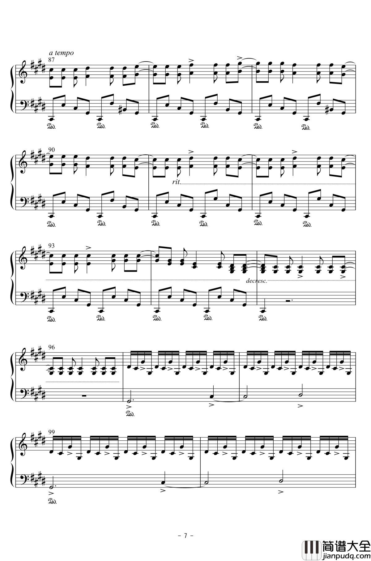 幽樱幻想曲钢琴谱_东方再编曲_东方project