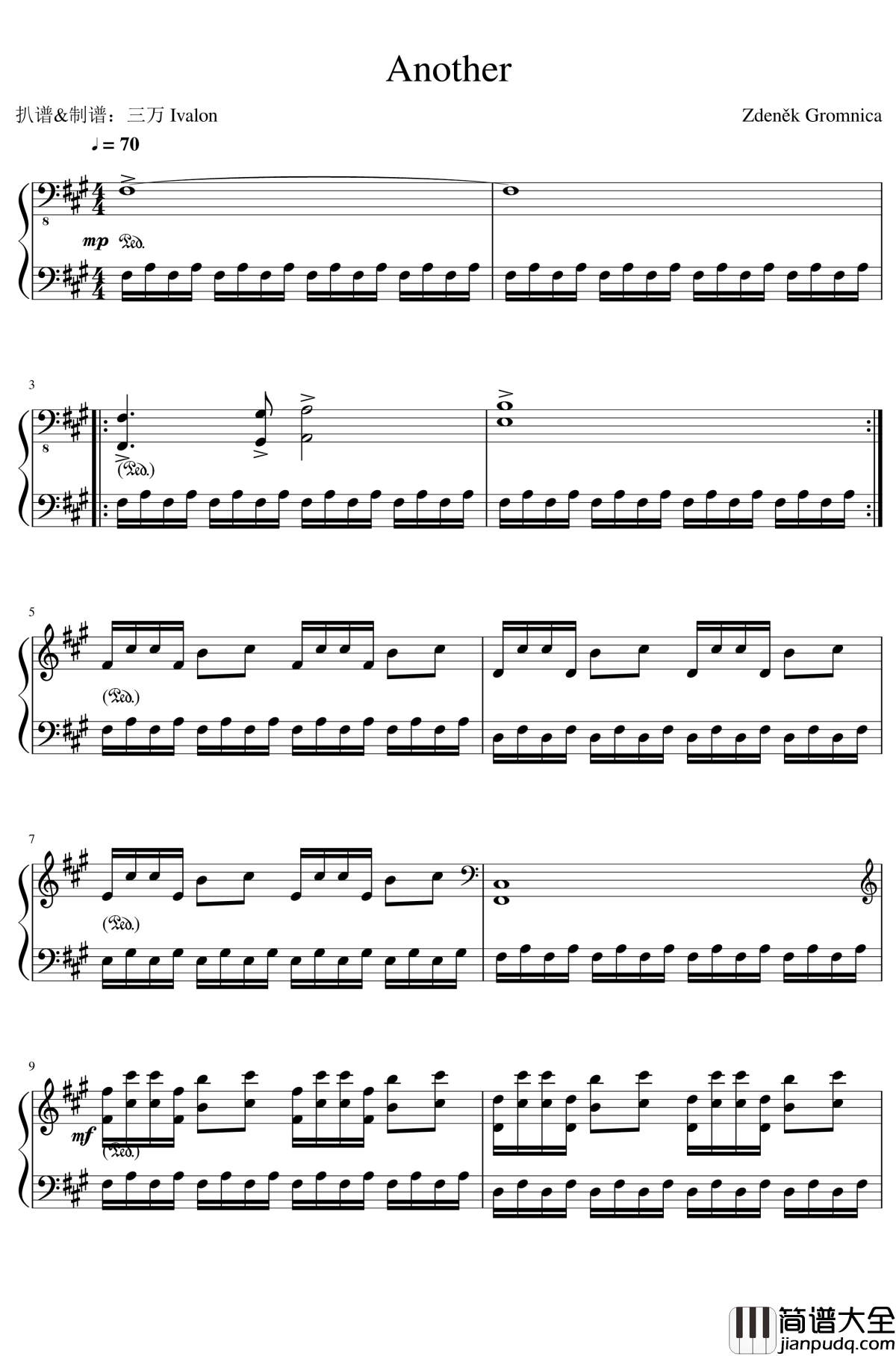 Another钢琴谱_Zdeněk_Gromnica