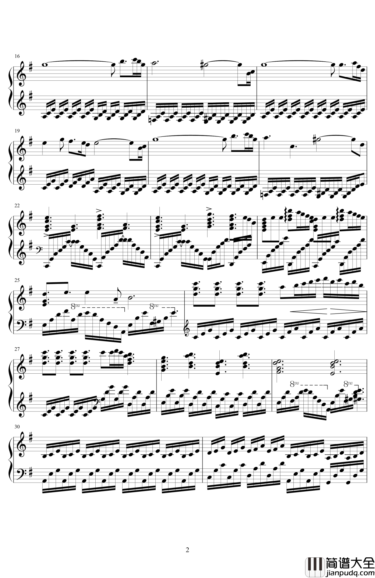 光ノ风吹ク丘钢琴谱_monaca