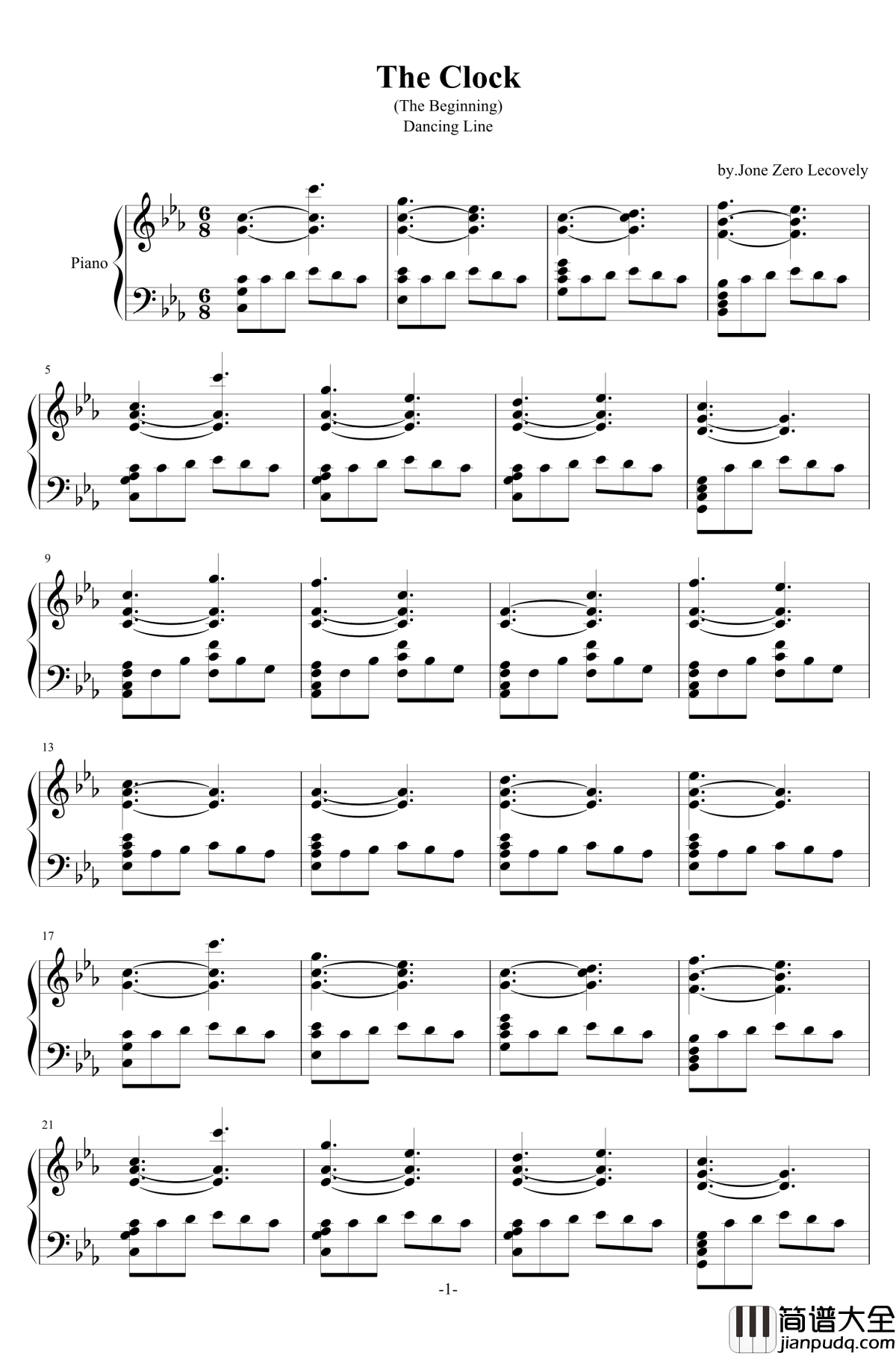 时钟The_Clock钢琴谱_跳舞的线Dancing_Line