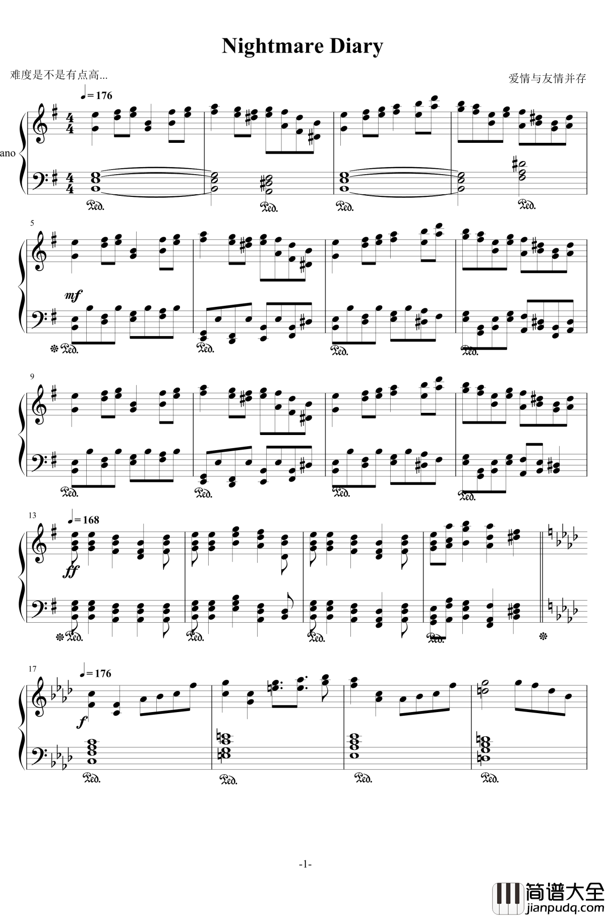 Nightmare_Diary钢琴谱_秘封噩梦日记