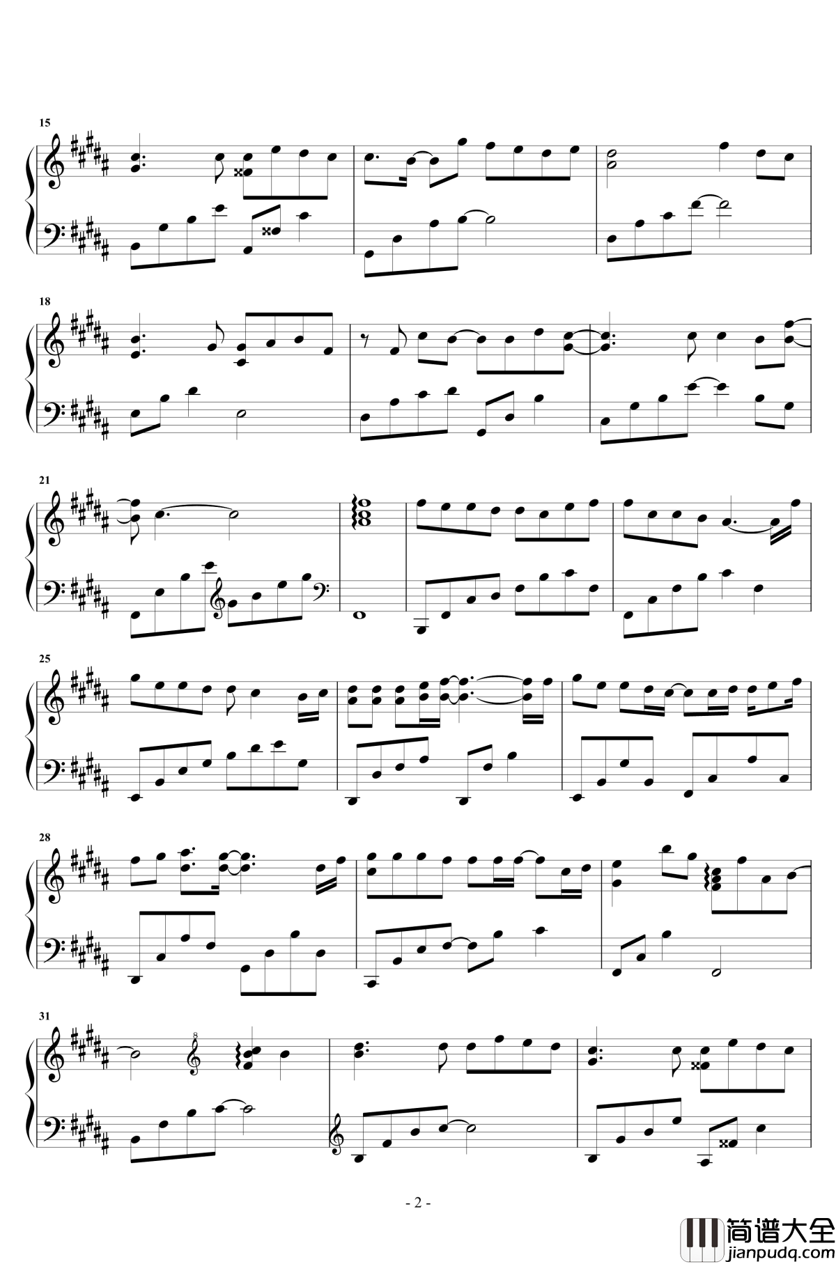 云烟成雨钢琴谱_原声独奏_房东的猫